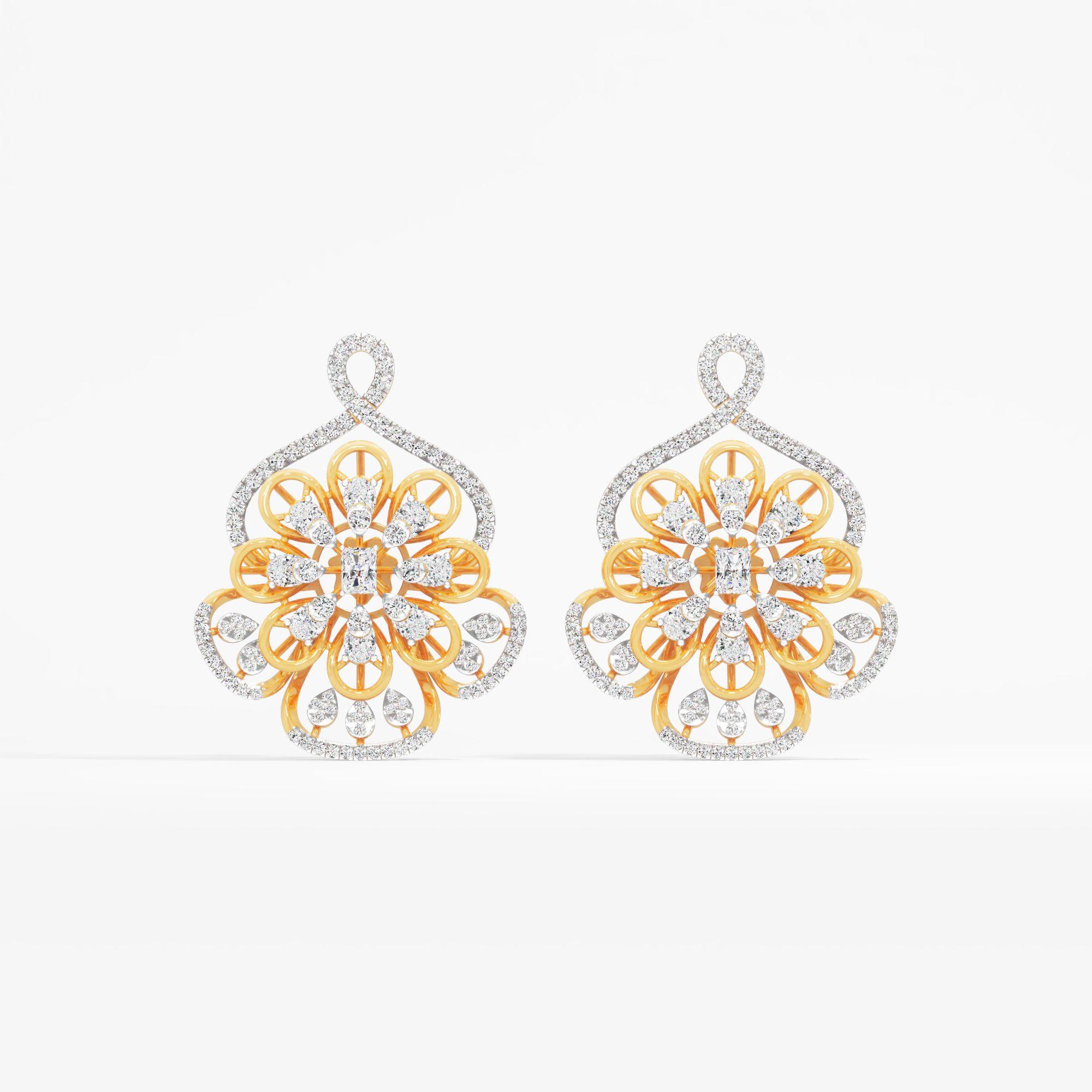 Ornate Floral Stud Earrings