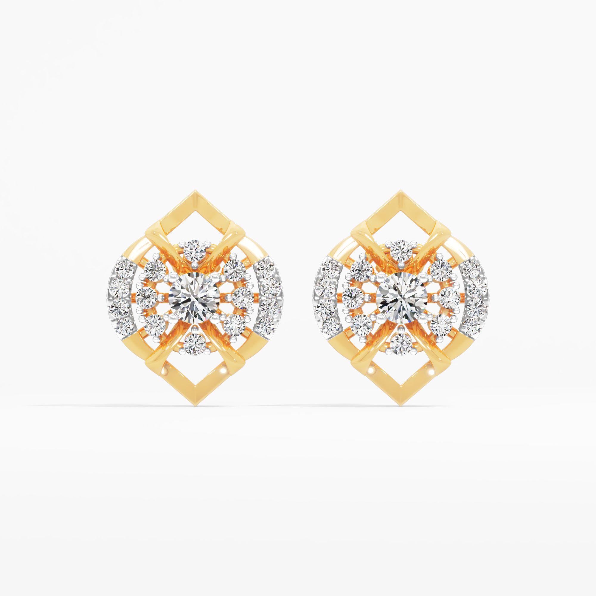 Intricate Cage Halo Stud Earrings
