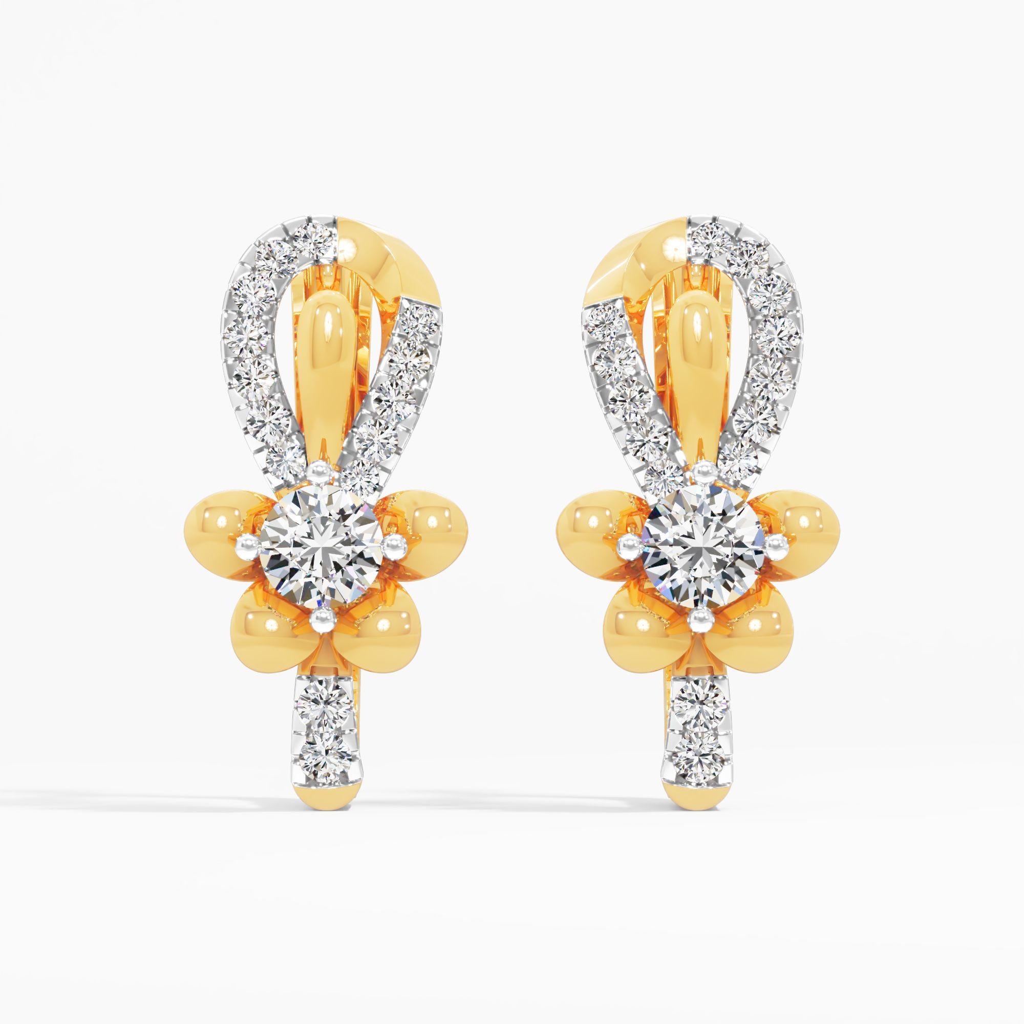 Twisted Loop Floral Huggie Earrings