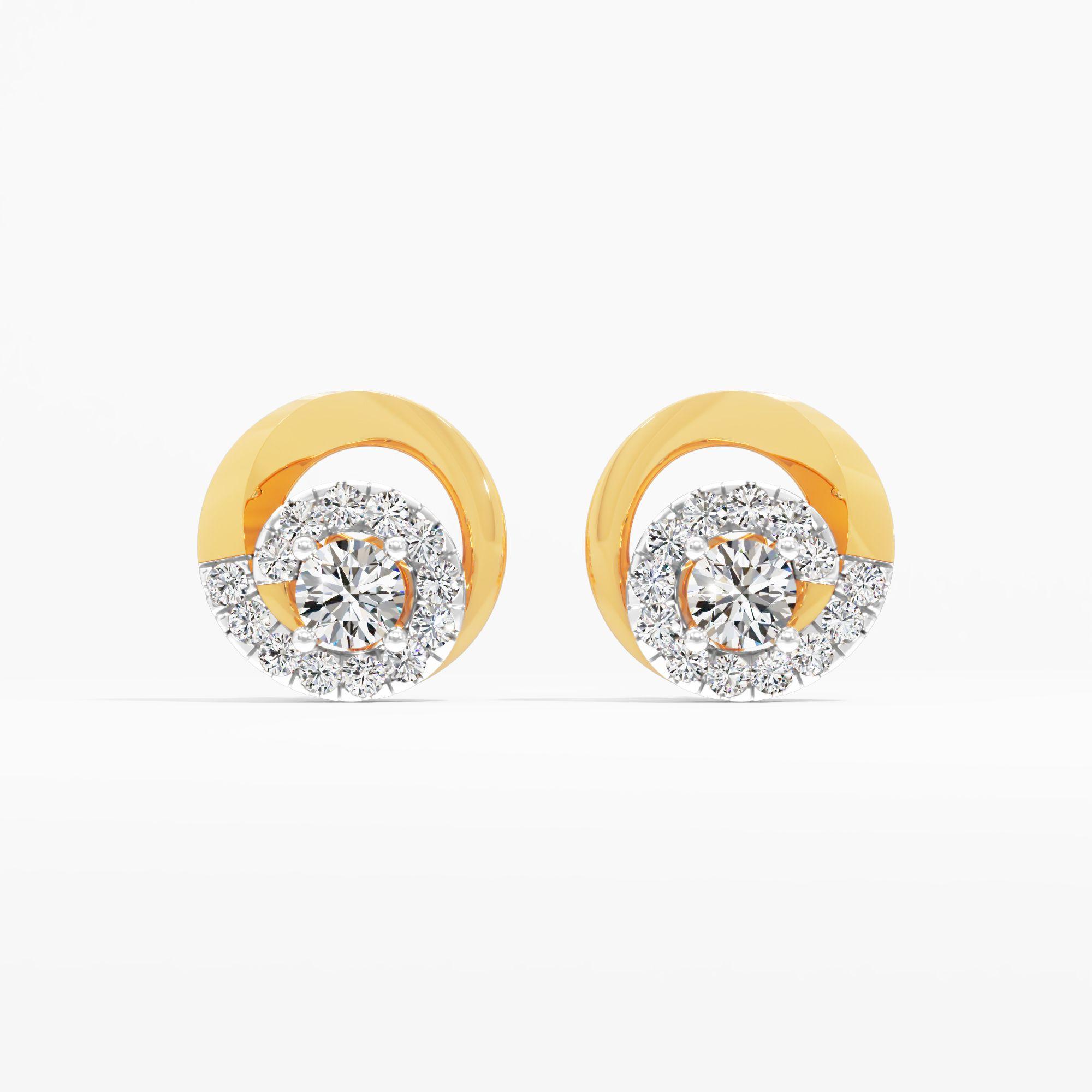 Comet Swirl Solitaire Stud Earrings