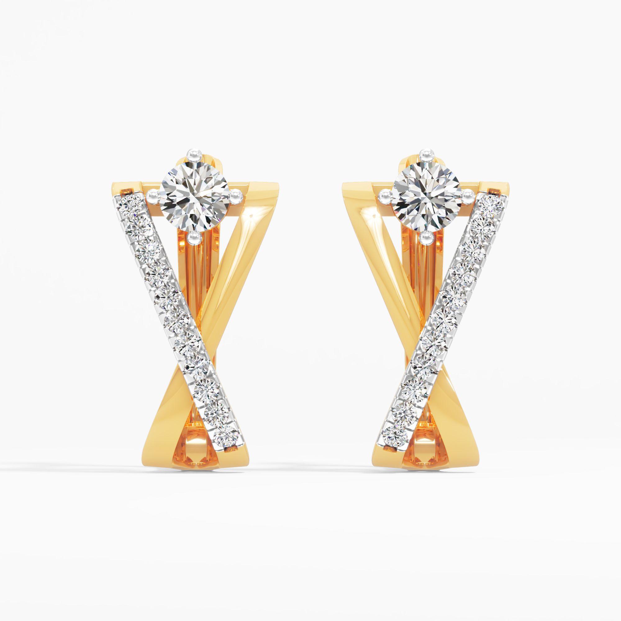 Crossover Sparkle Solitaire Hoop Earrings
