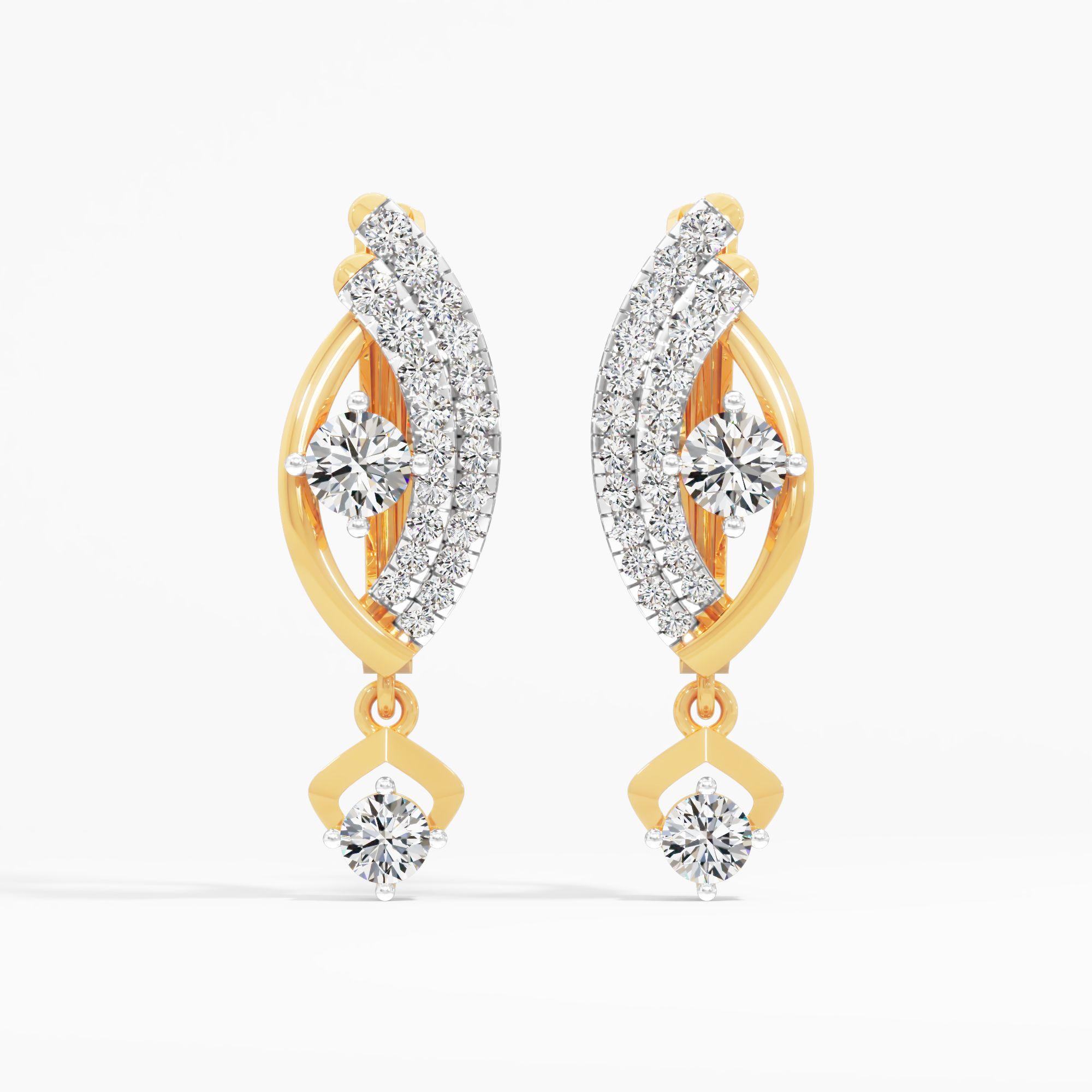 Curved Sparkle Solitaire Drop Earrings