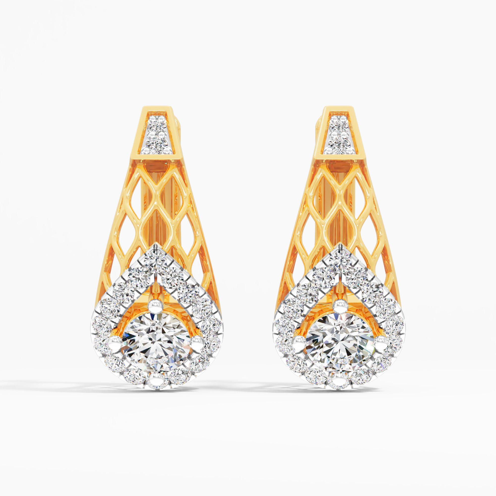 Mesh Teardrop Solitaire Hoop Earrings