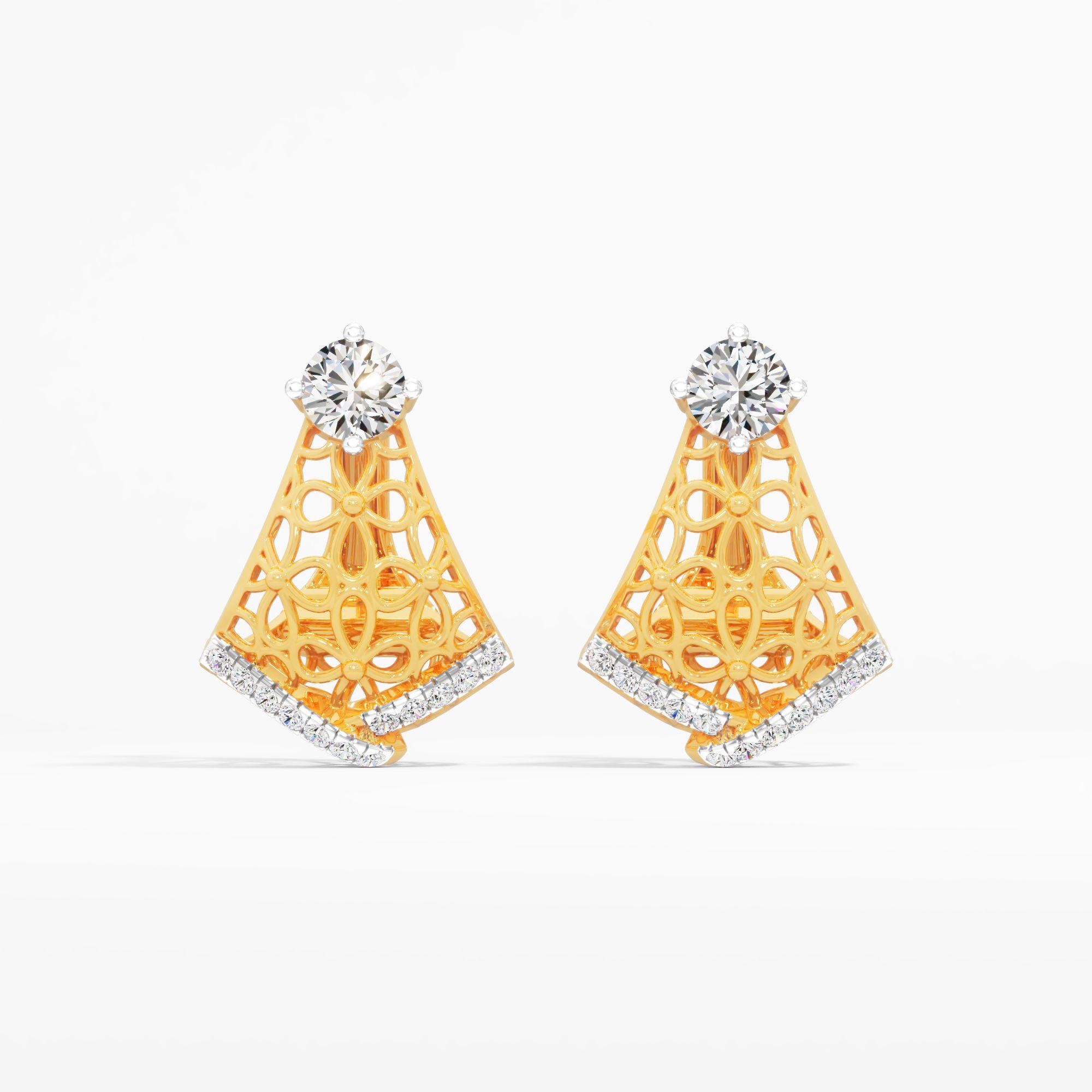 Floral Filigree Solitaire Hoop Earrings