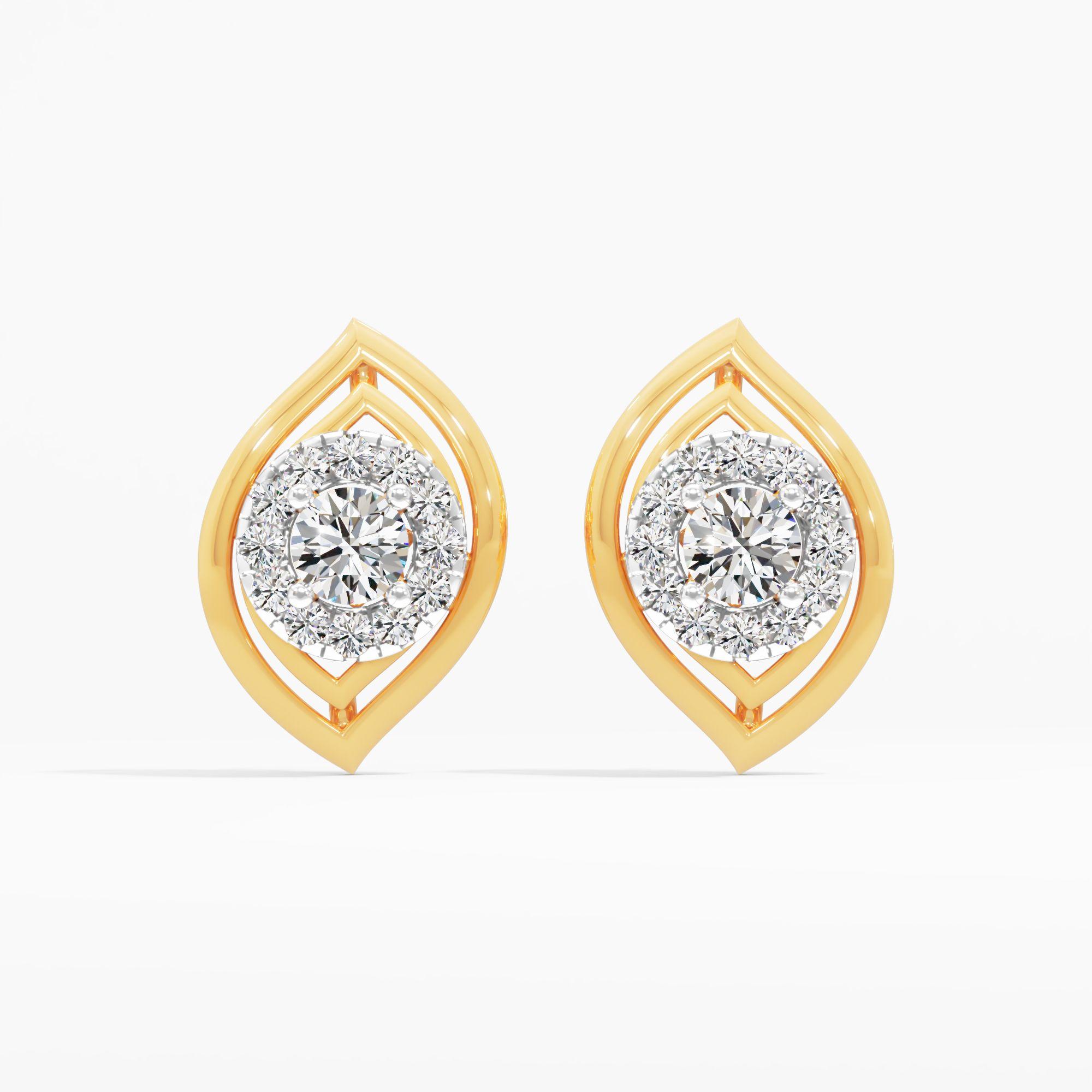 Marquise Halo Solitaire Stud Earrings