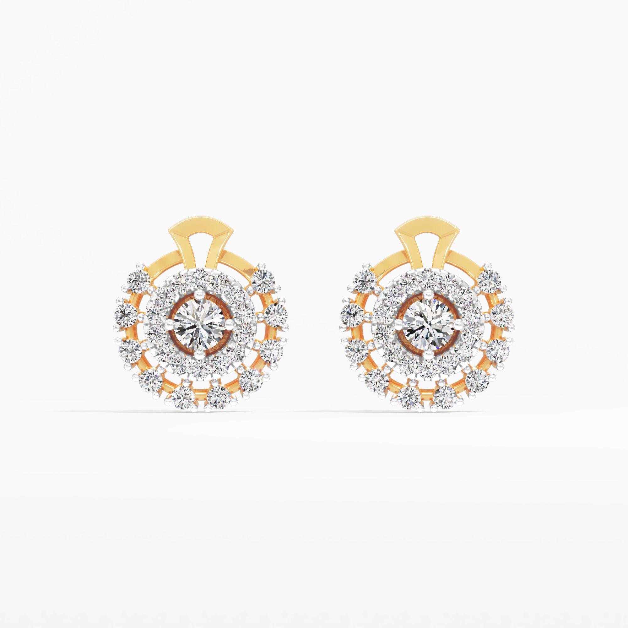 Crown Halo Solitaire Stud Earrings