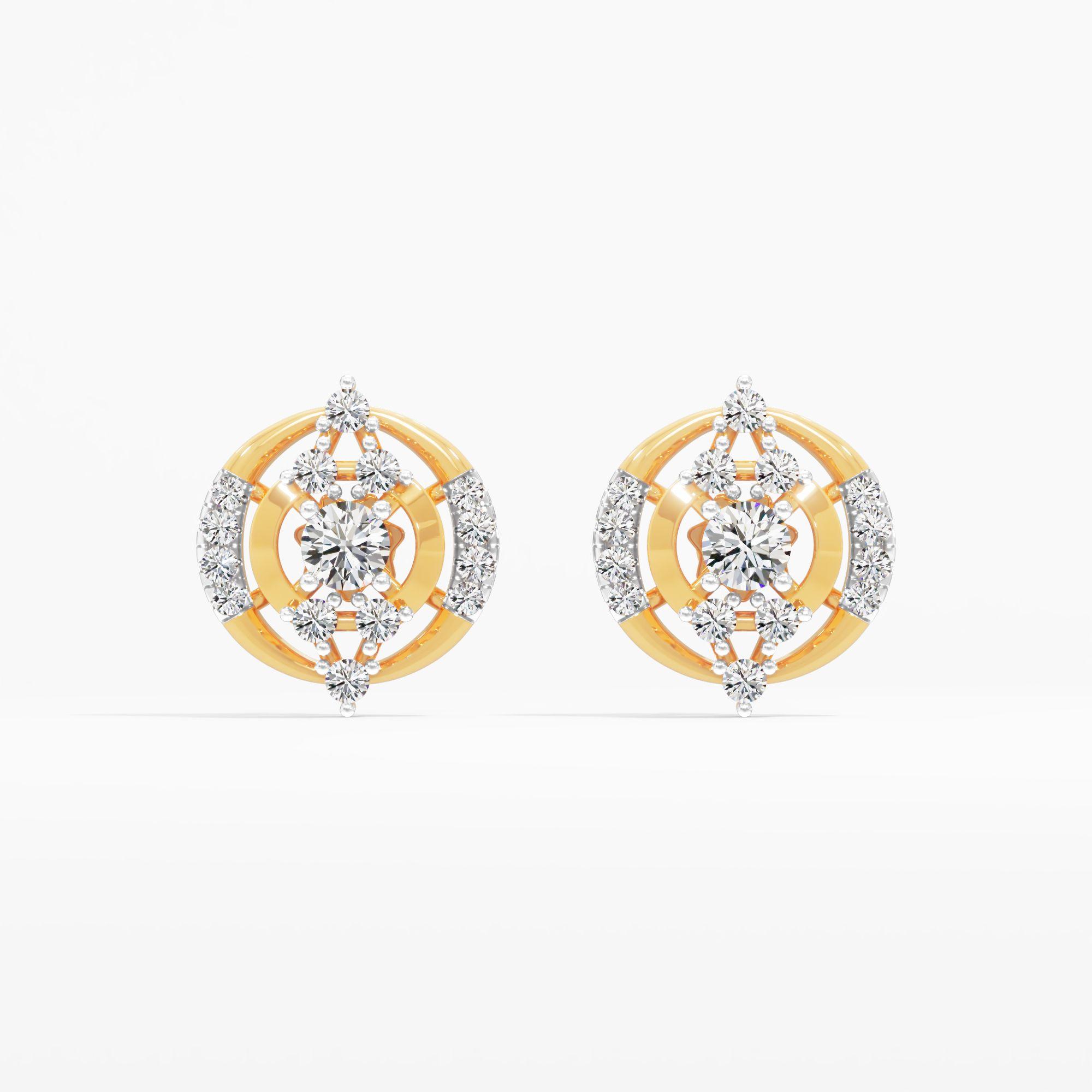 Geometric Cluster Solitaire Stud Earrings