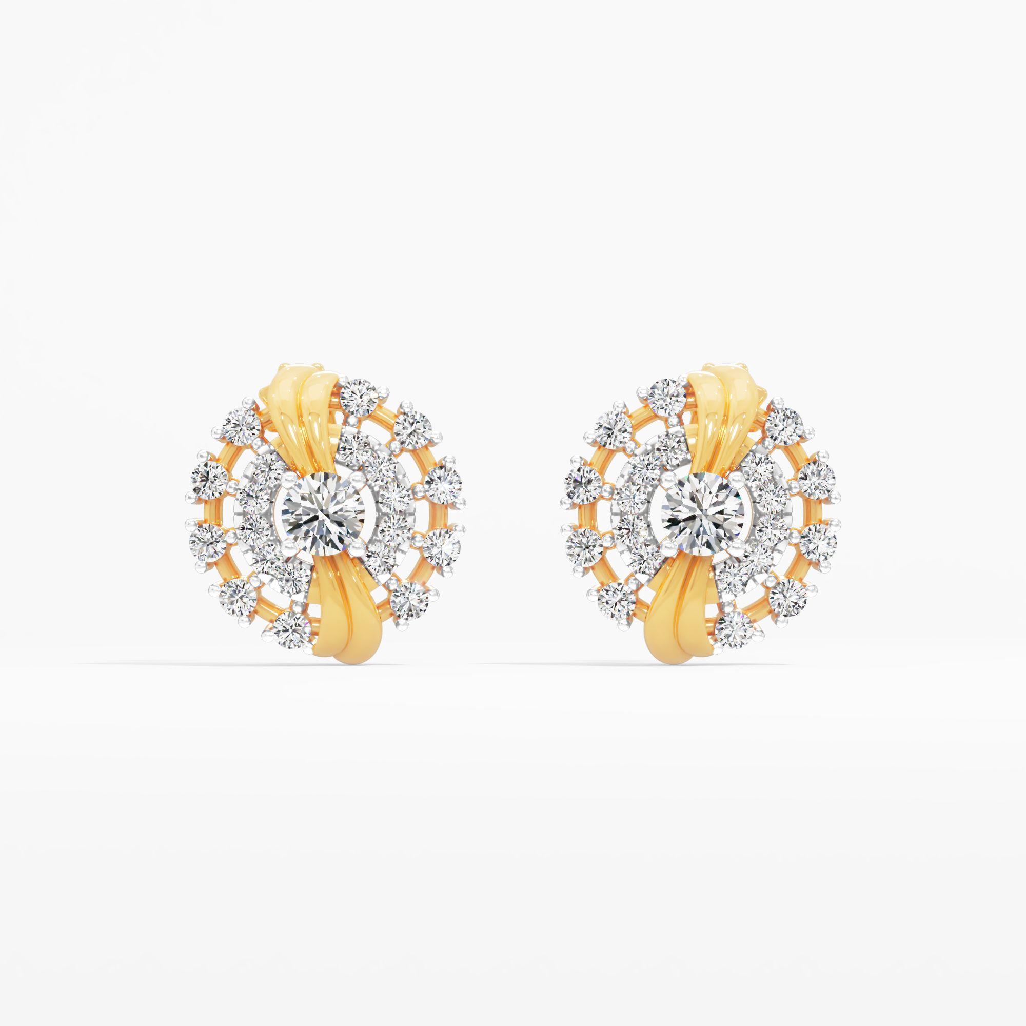 Twist Cluster Solitaire Stud Earrings