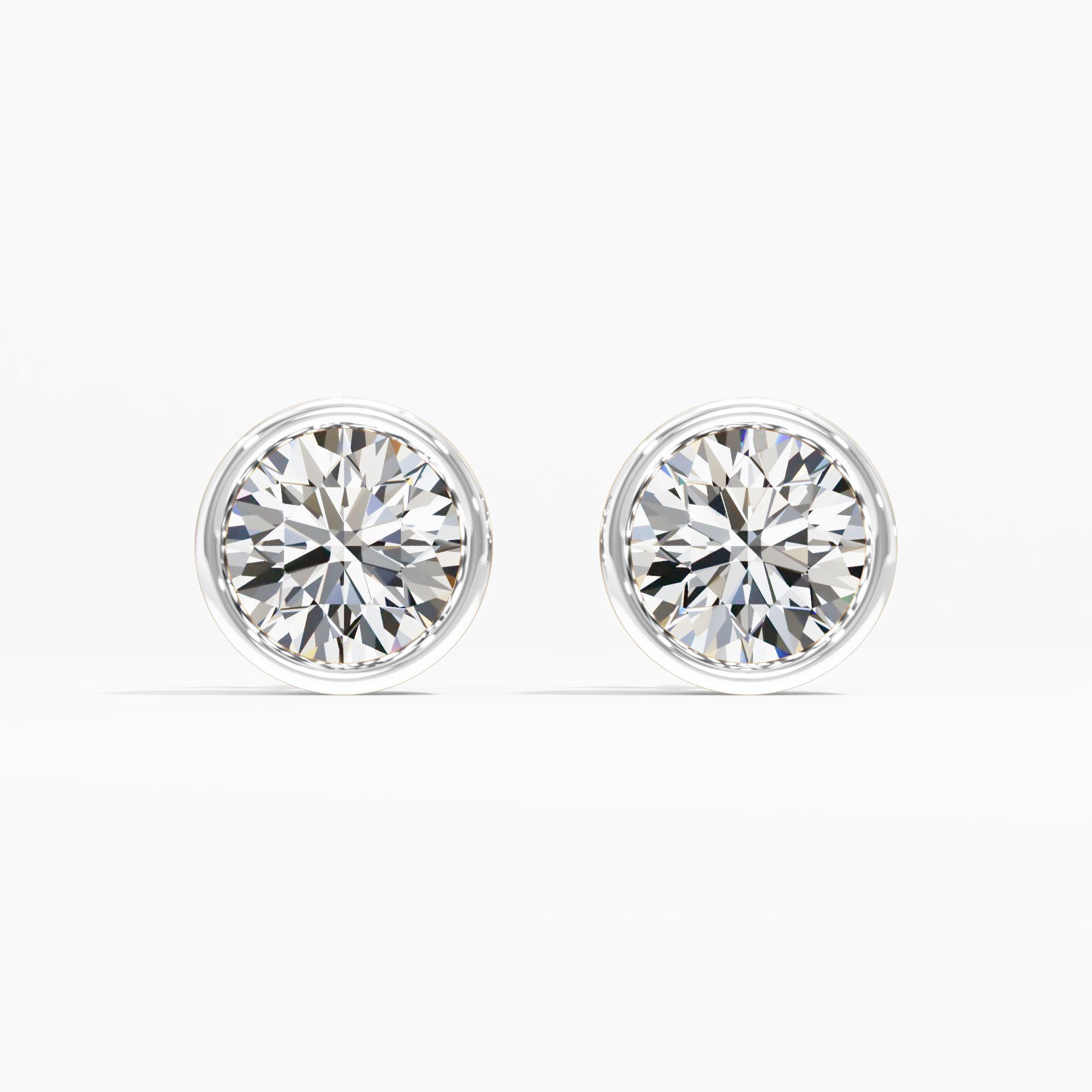 Bezel Set Solitaire Stud Earrings