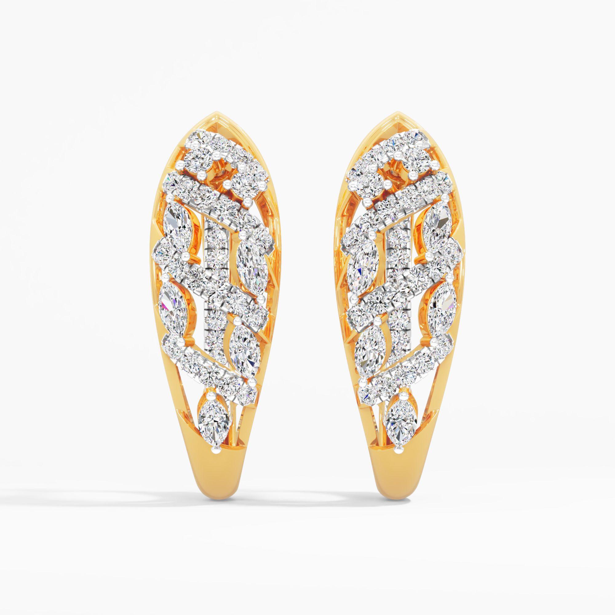 Woven Marquise Diamond Hoop Earrings
