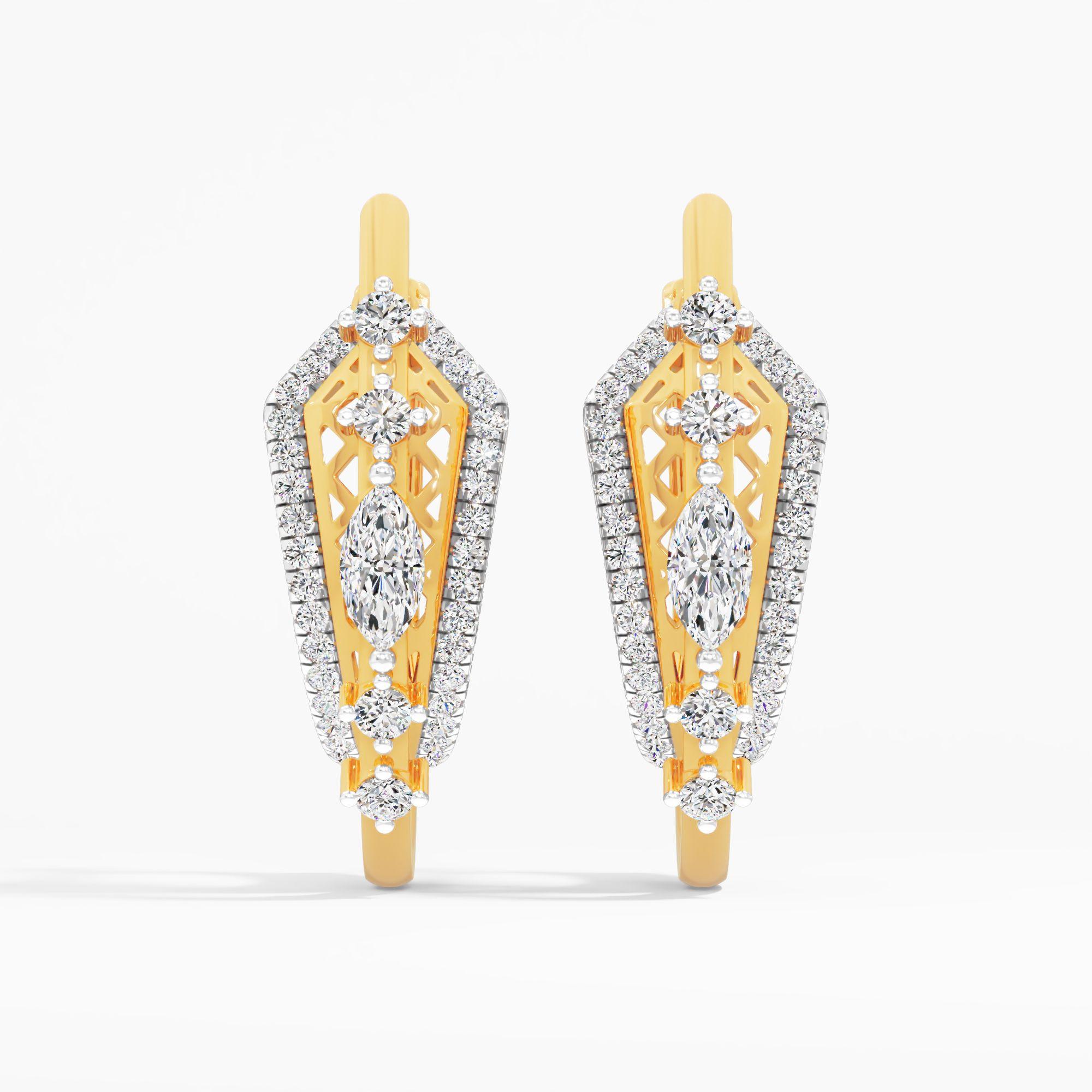 Lattice Marquise Solitaire Hoop Earrings