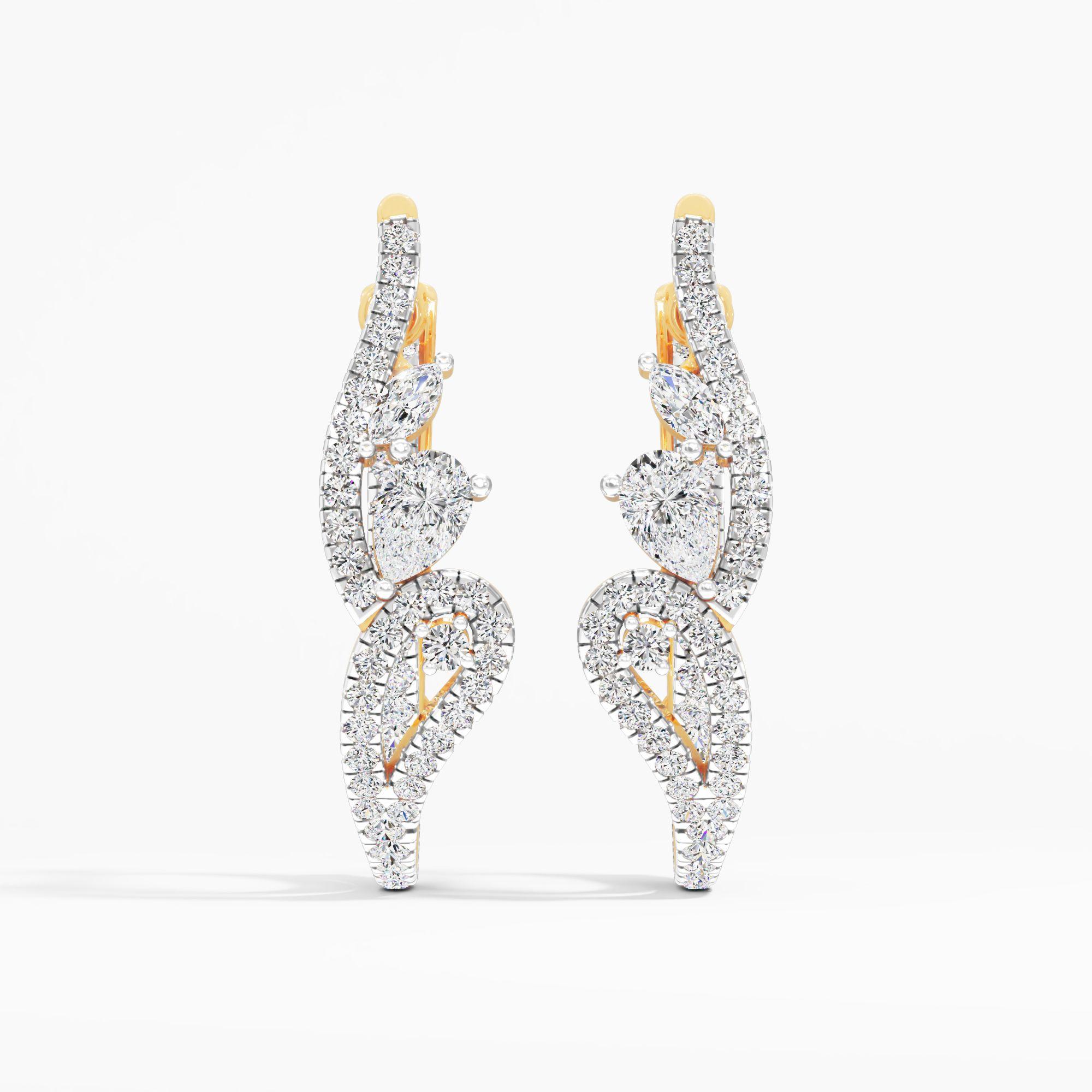 Floral Vine Diamond Hoop Earrings