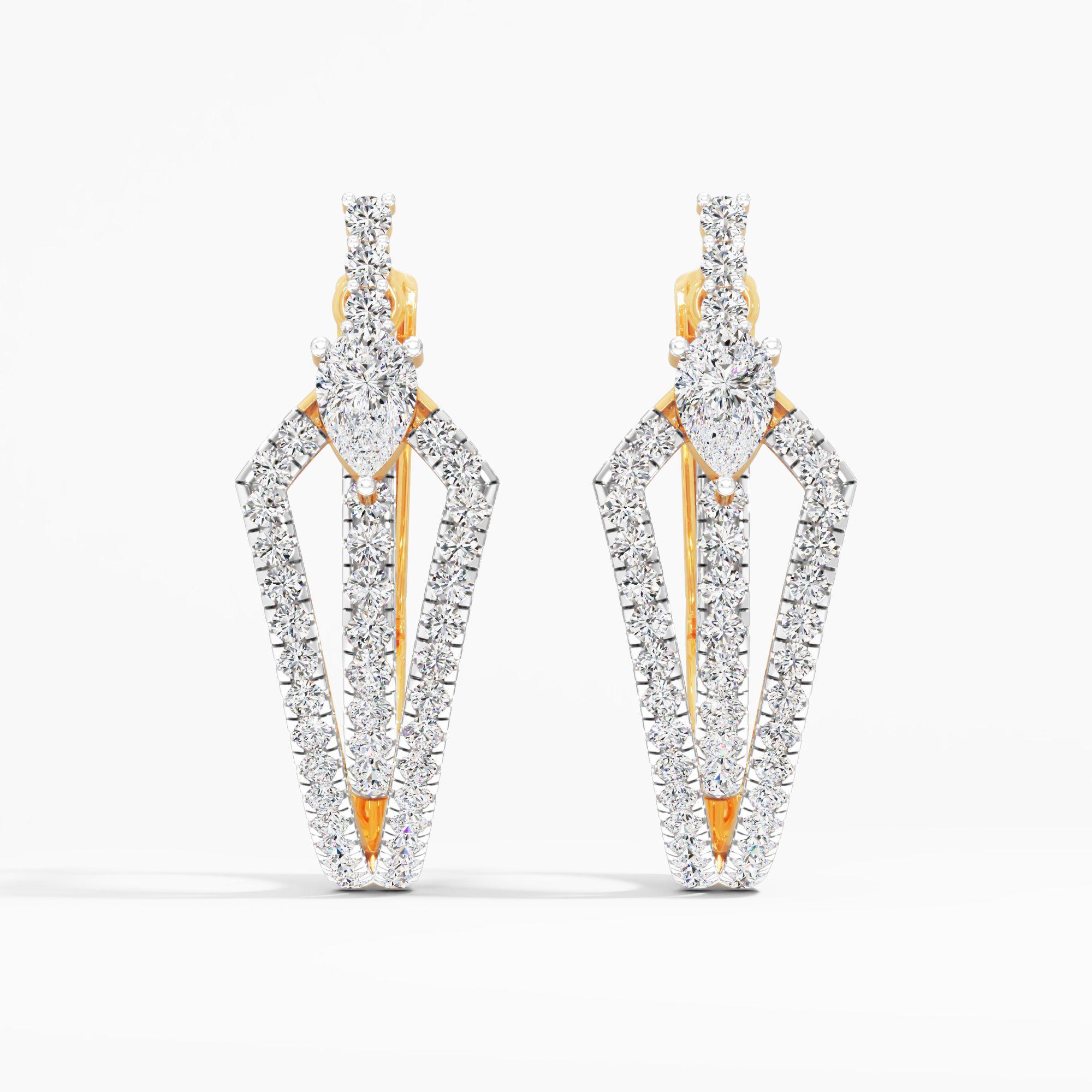 Double V Pear Drop Earrings