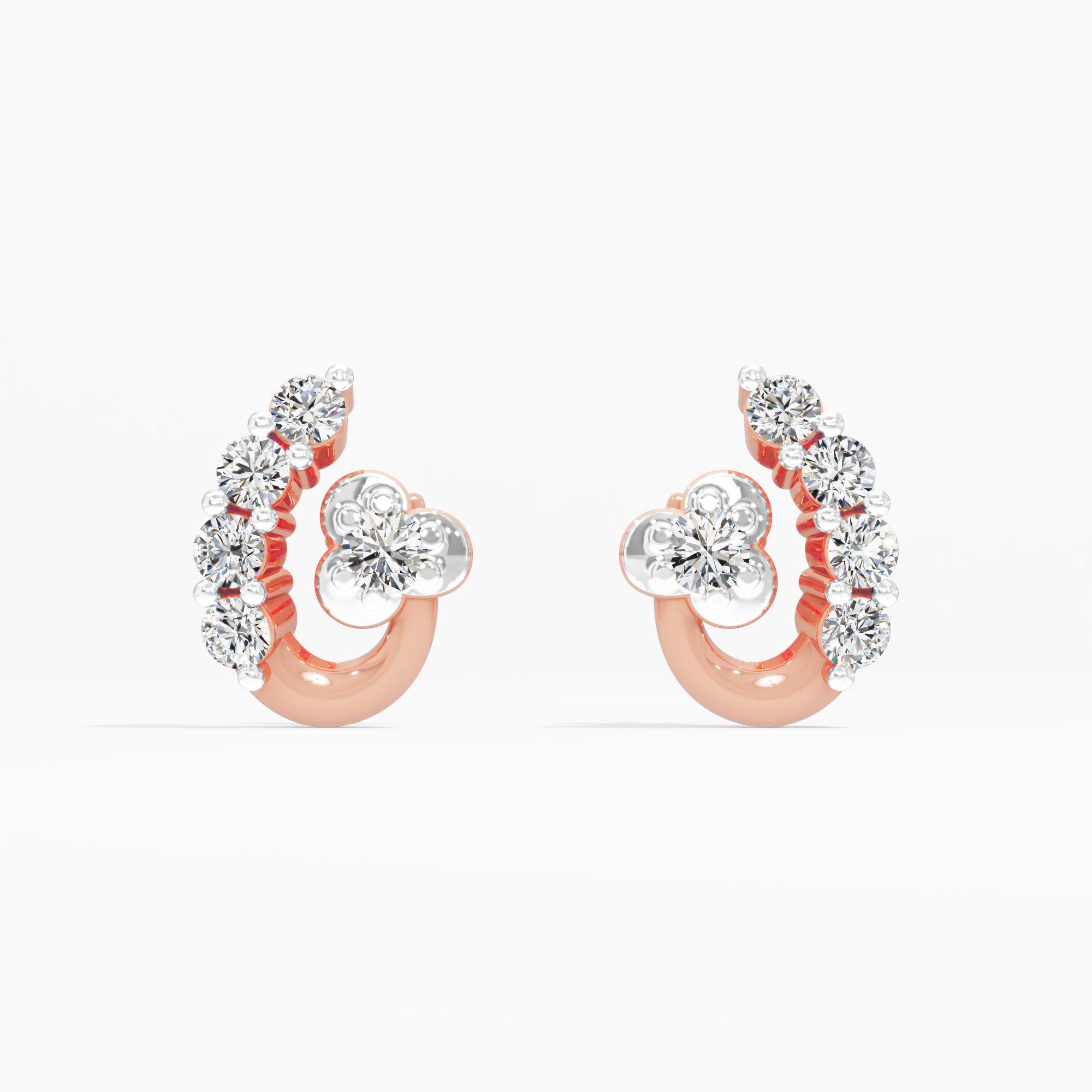 Floral Cluster Arc Stud Earrings
