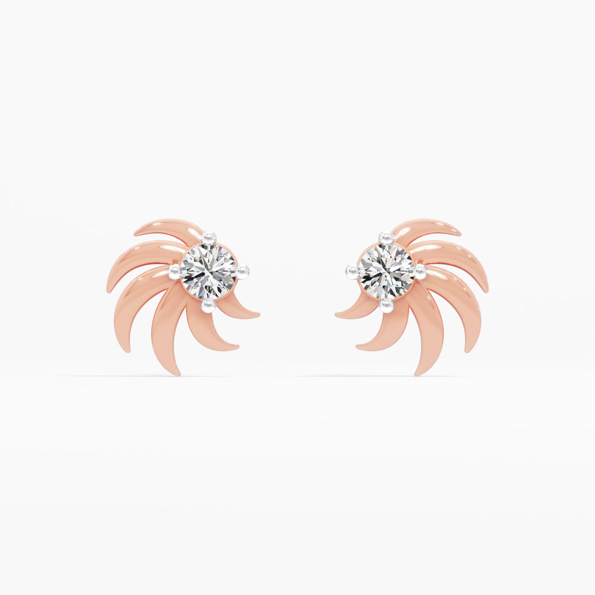 Pinwheel Solitaire Stud Earrings