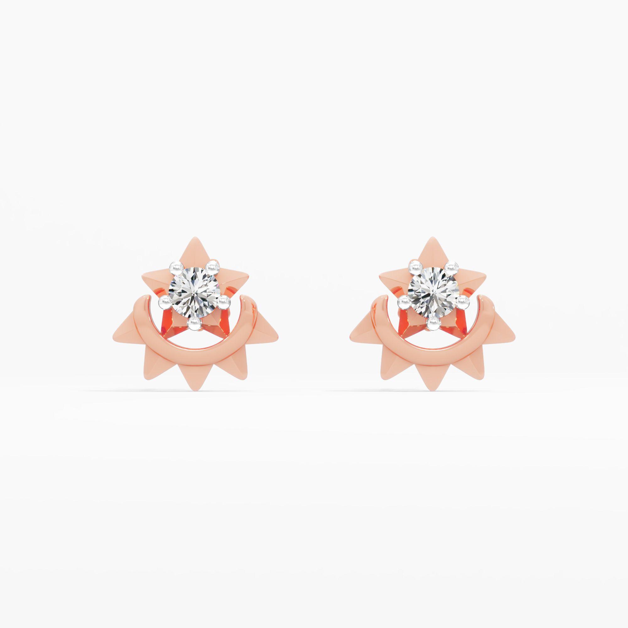 Spiked Star Solitaire Stud Earrings