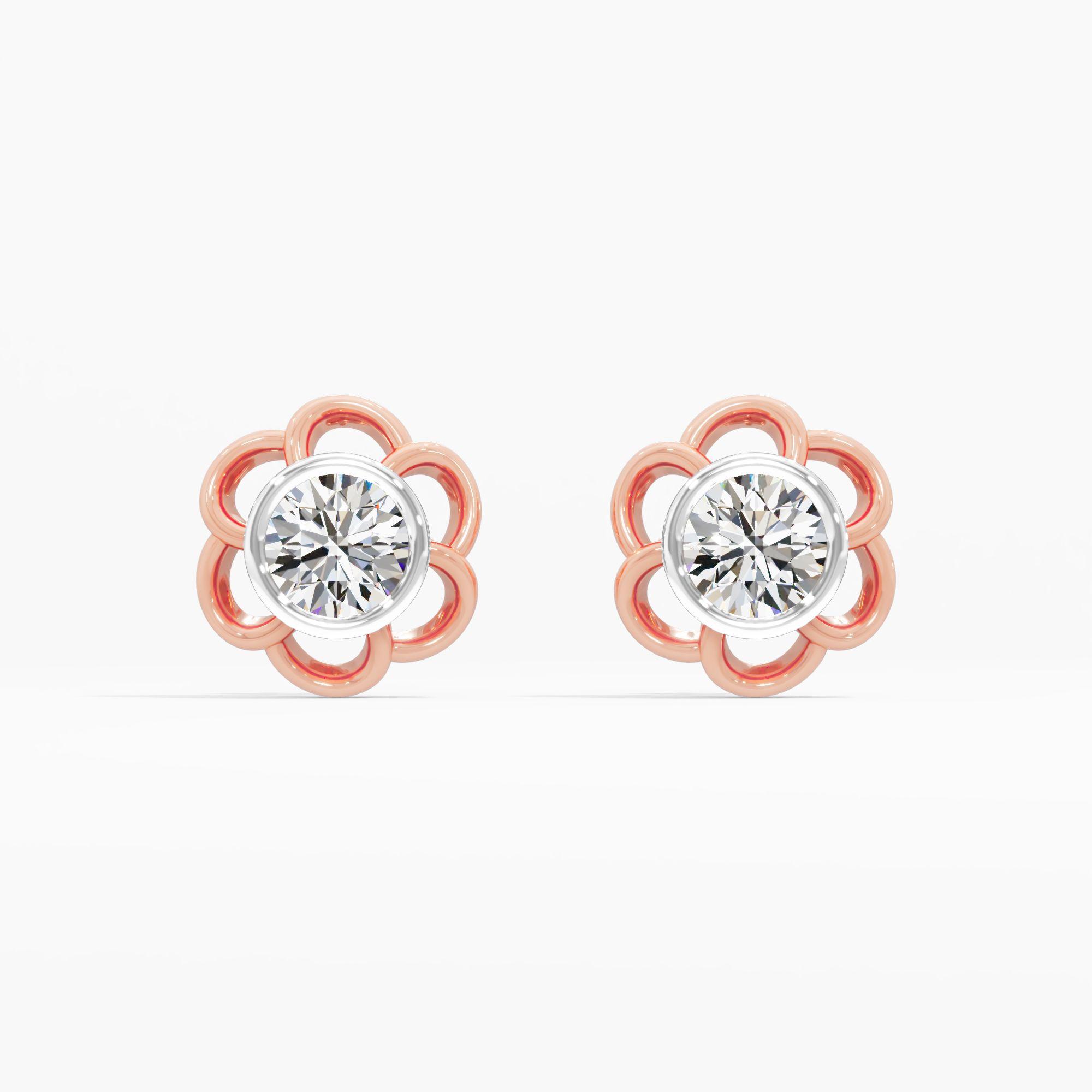 Floral Loop Diamond Stud Earrings