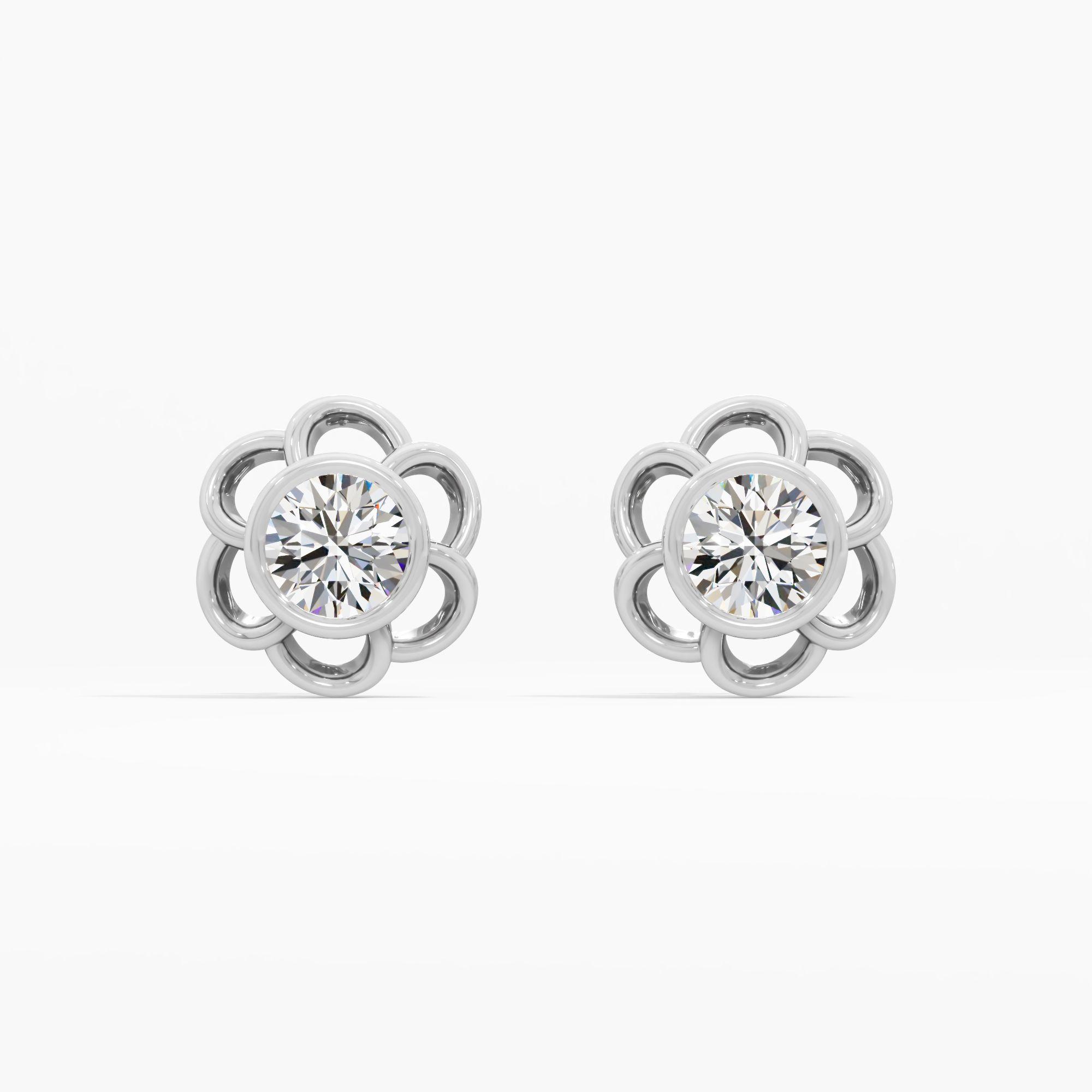 Floral Loop Diamond Stud Earrings