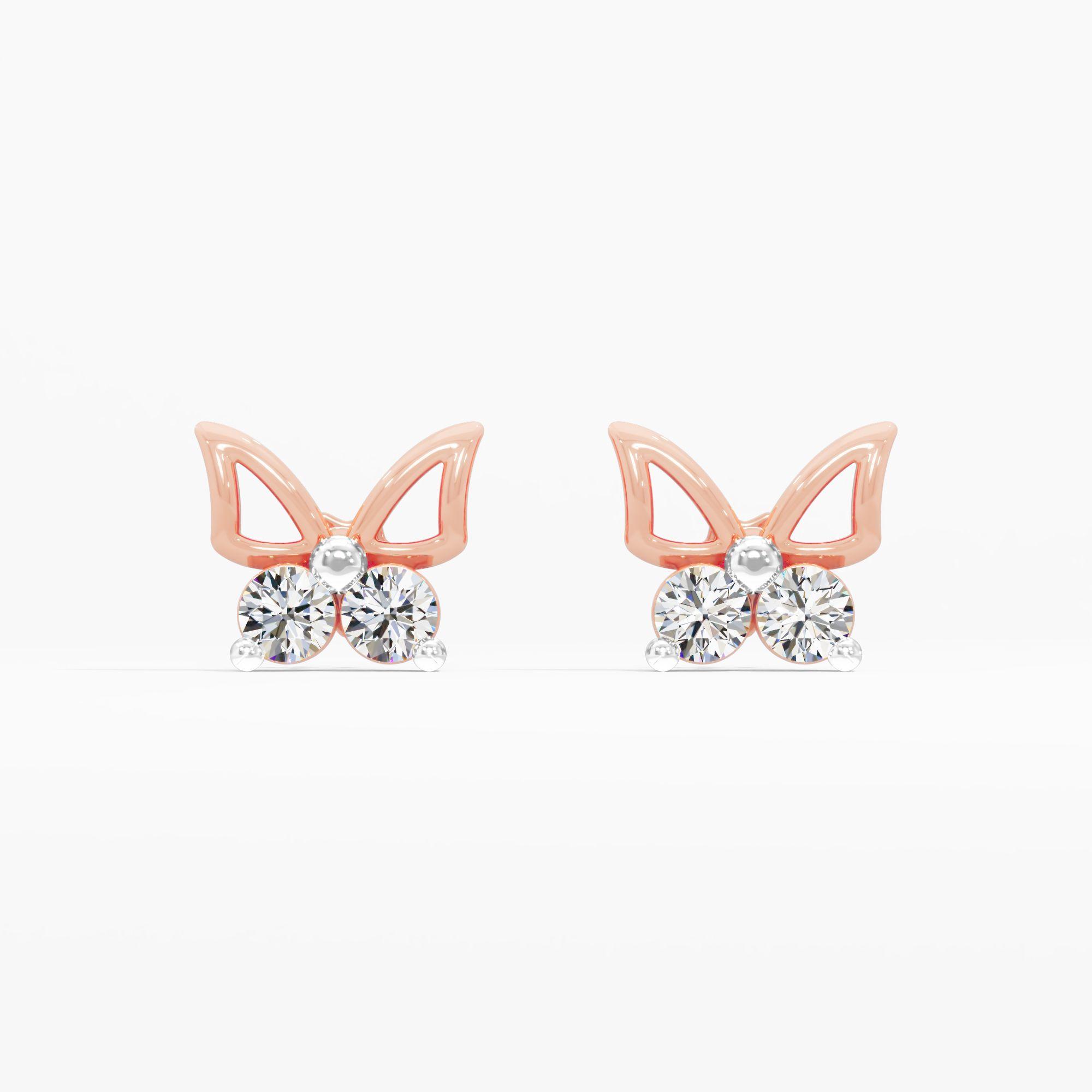 Butterfly Wing Diamond Stud Earrings