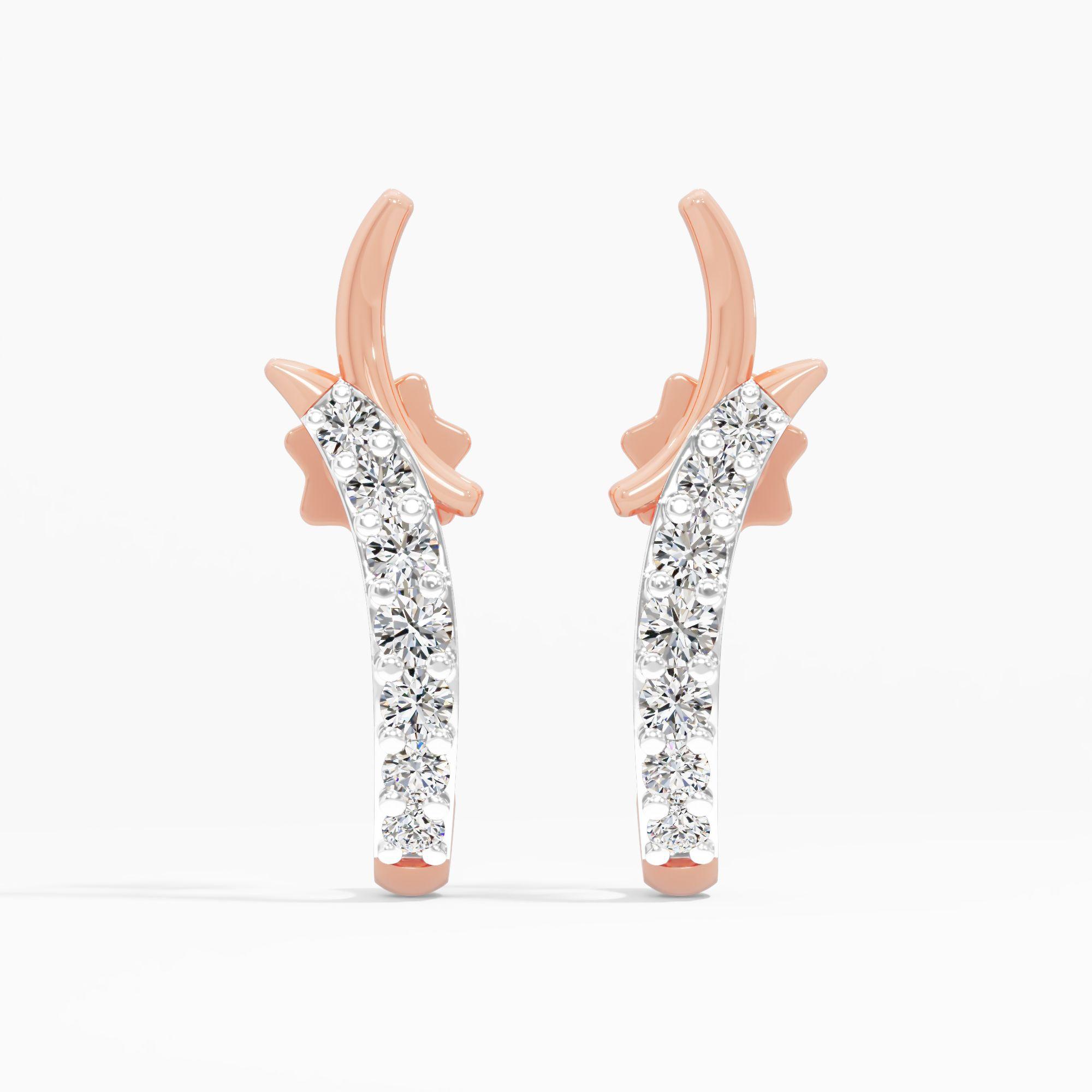 Comet Arc Diamond J Hoop Earrings