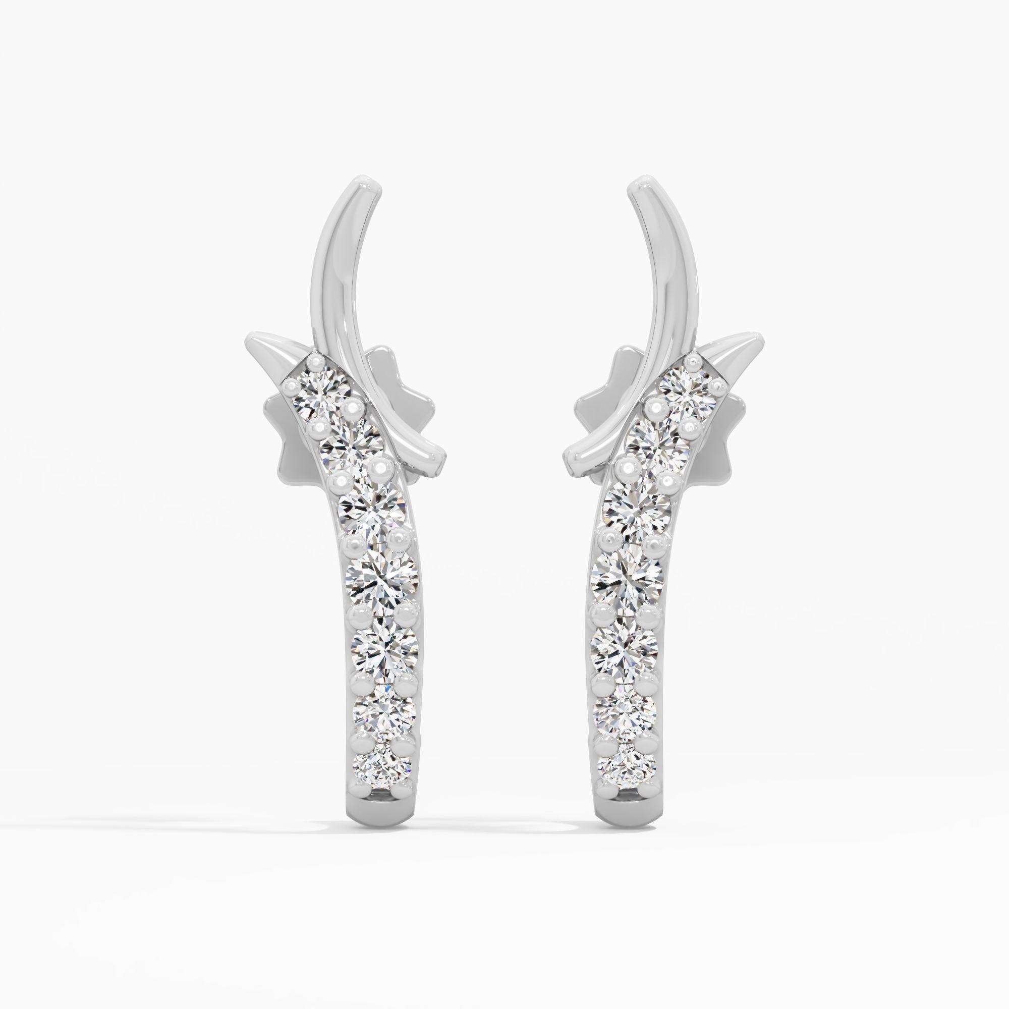 Comet Arc Diamond J Hoop Earrings