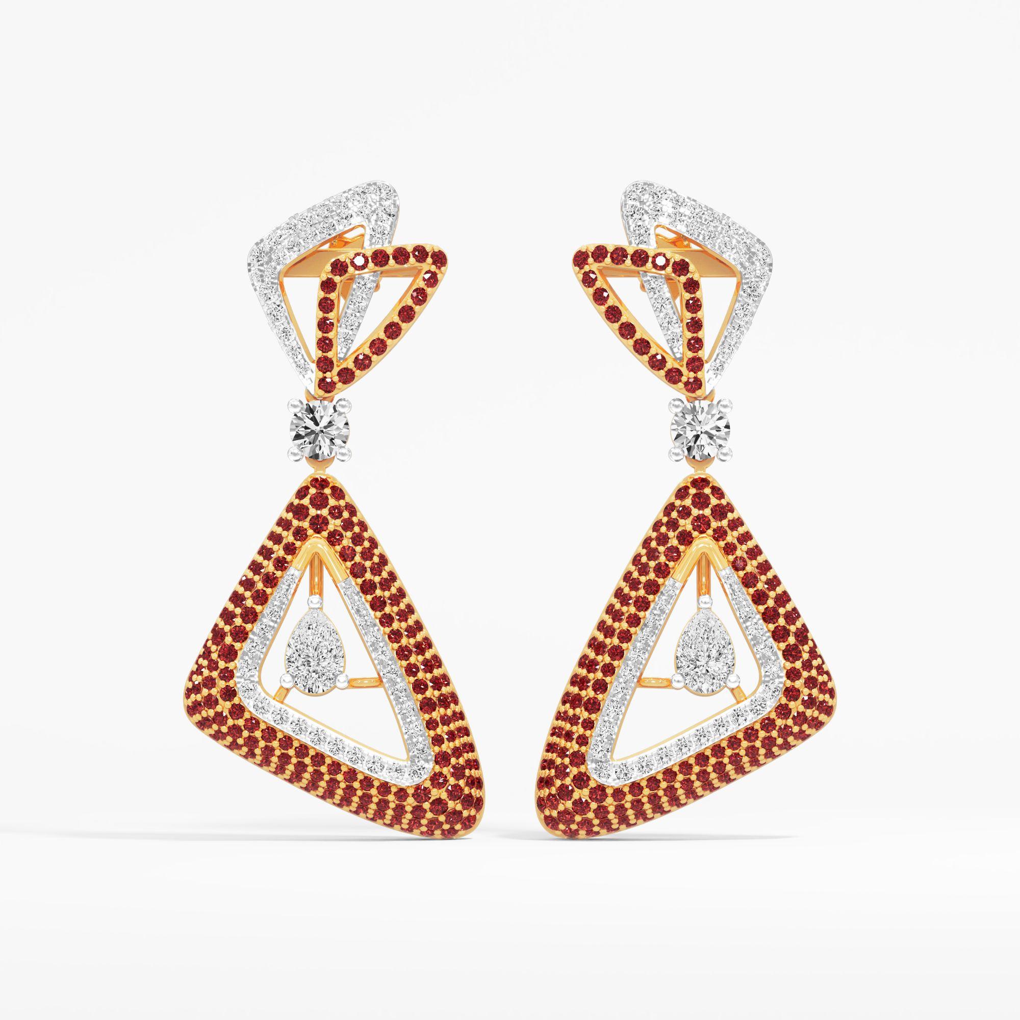 Crimson Triangle Dangle Earrings
