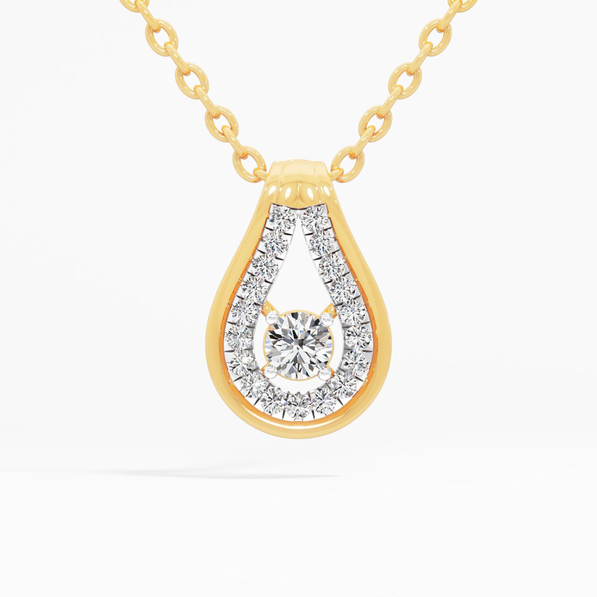 Teardrop Halo Solitaire Pendant