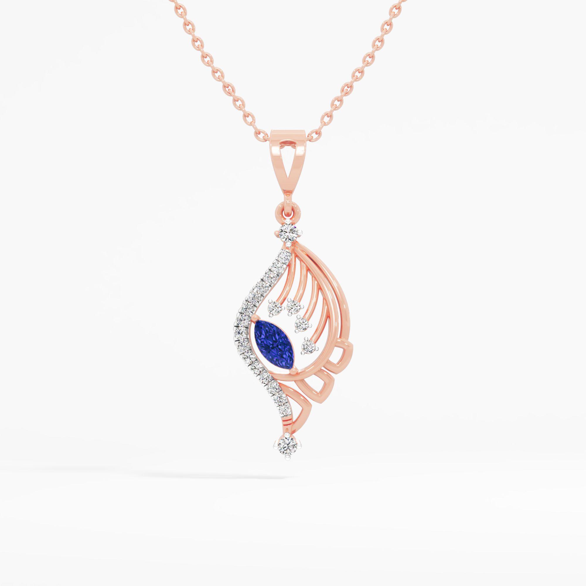 Sapphire Feather Diamond Pendant