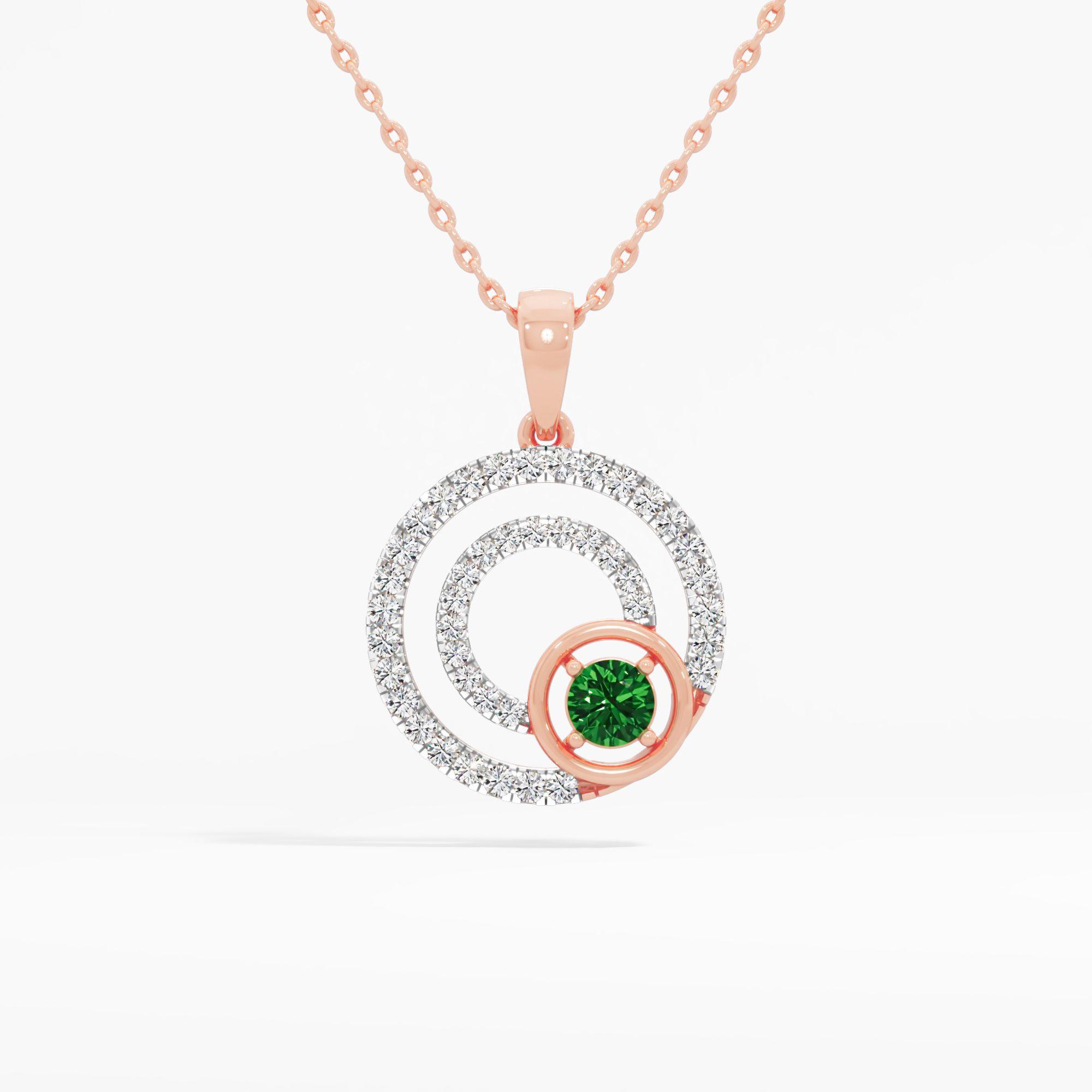 Radiant Emerald Spiral Diamond Pendant