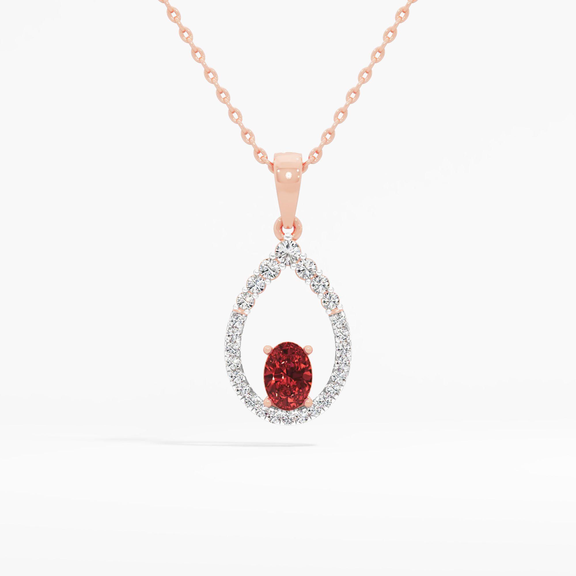 Radiant Ruby Teardrop Diamond Pendant