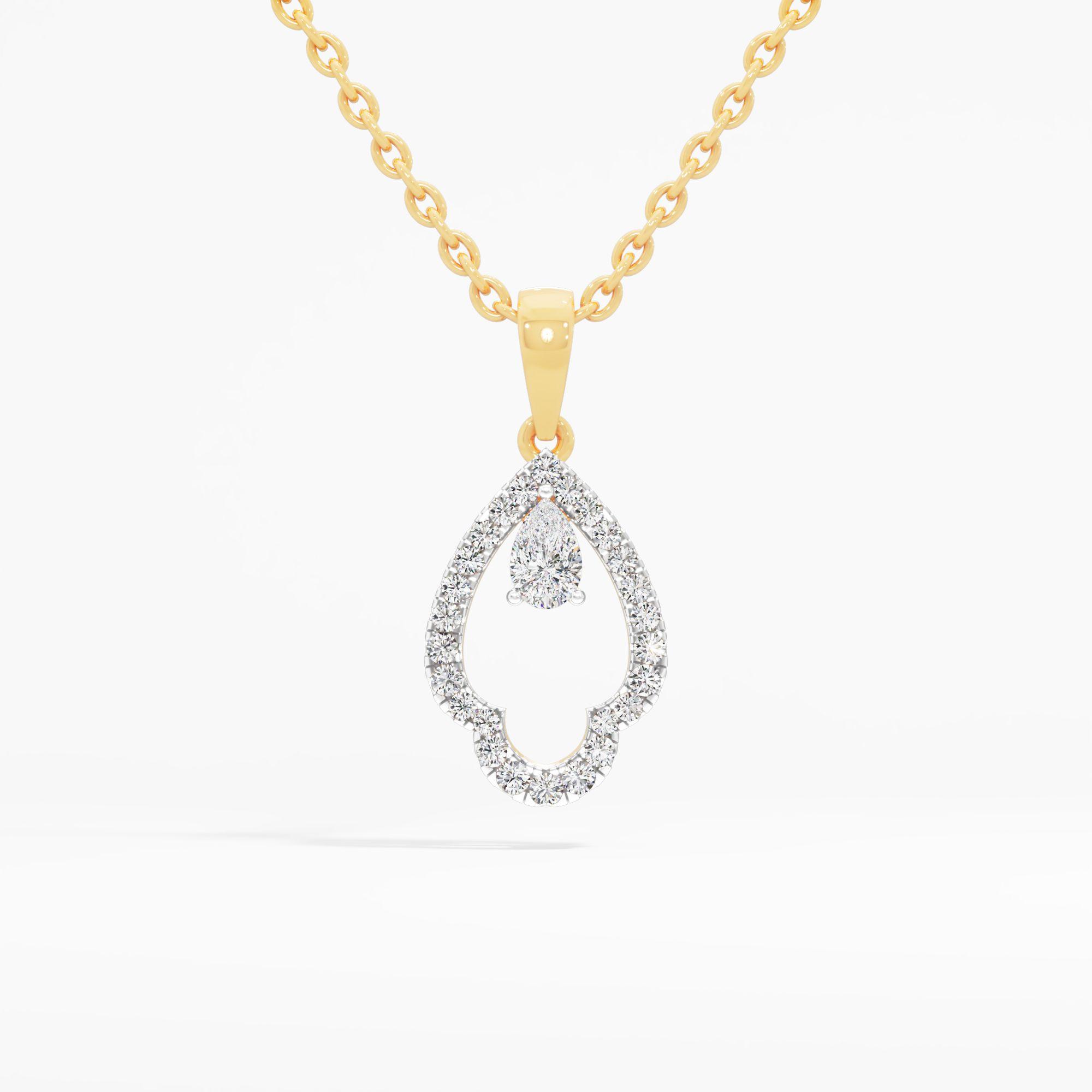 Open Paisley Pear Solitaire Pendant