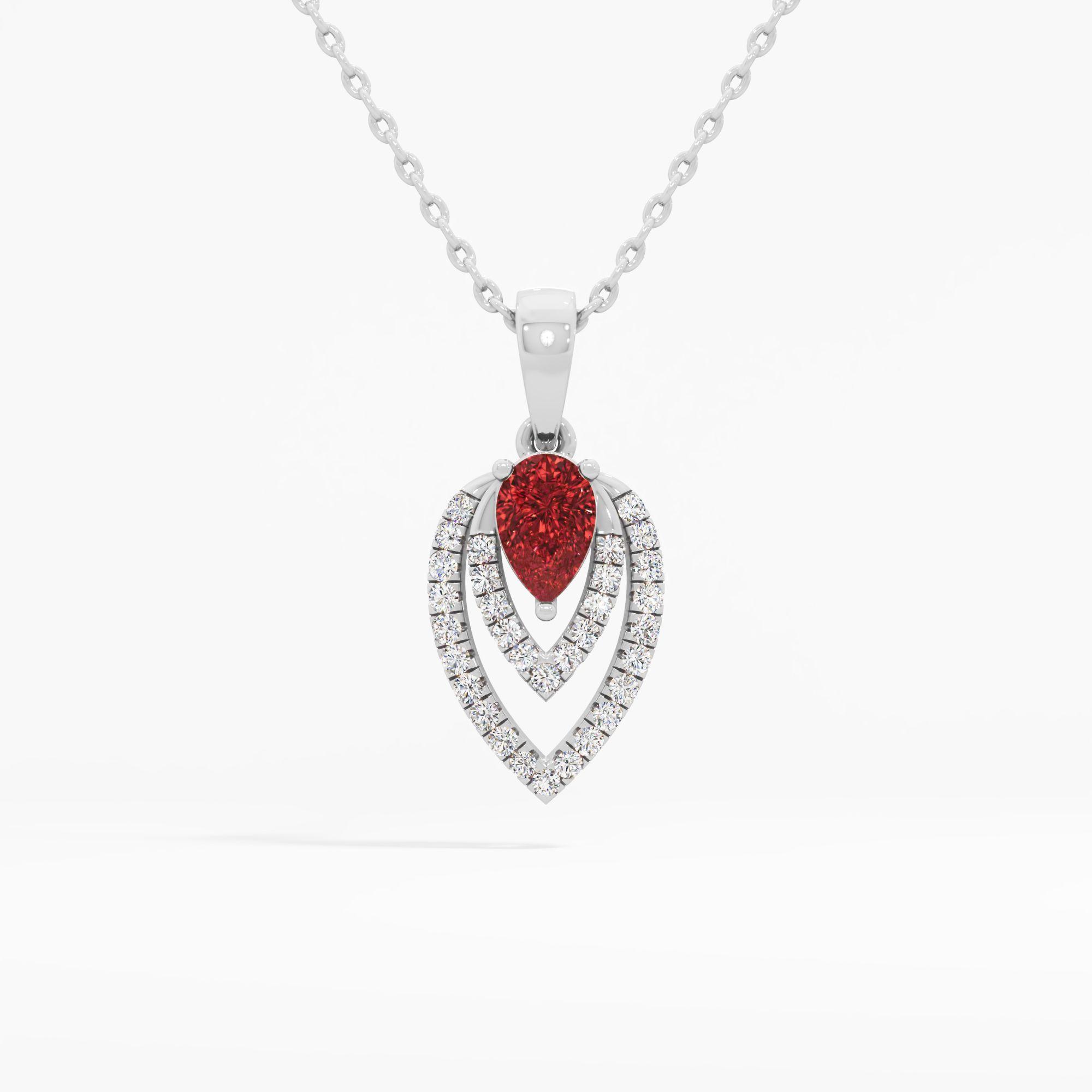 Nested Foliage Pear Ruby Pendant