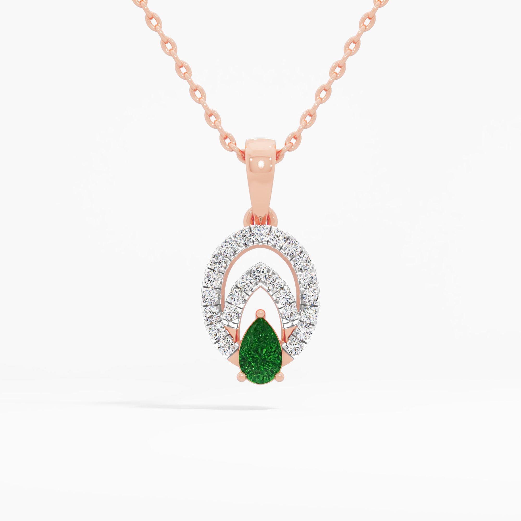 Elliptic Aura Pear Emerald Pendant