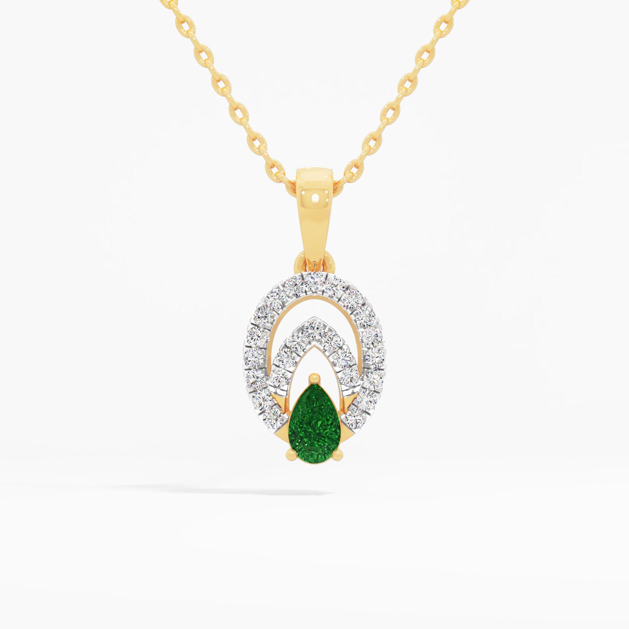 Elliptic Aura Pear Emerald Pendant