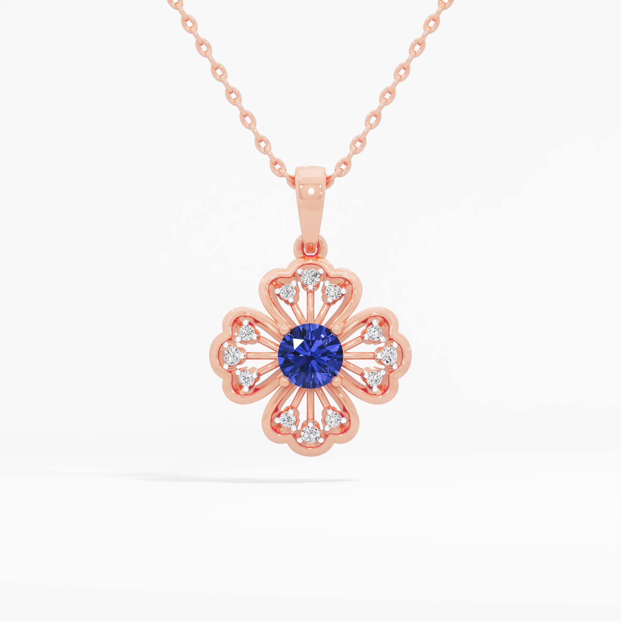 Quatrefoil Blossom Sapphire Pendant