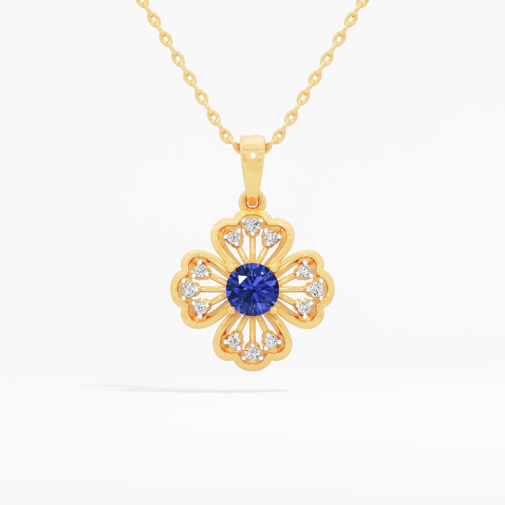 Quatrefoil Blossom Sapphire Pendant