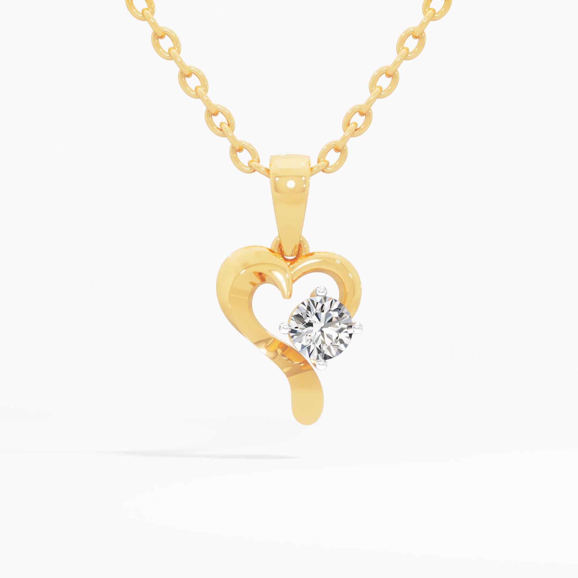 Curved Heart Solitaire Pendant