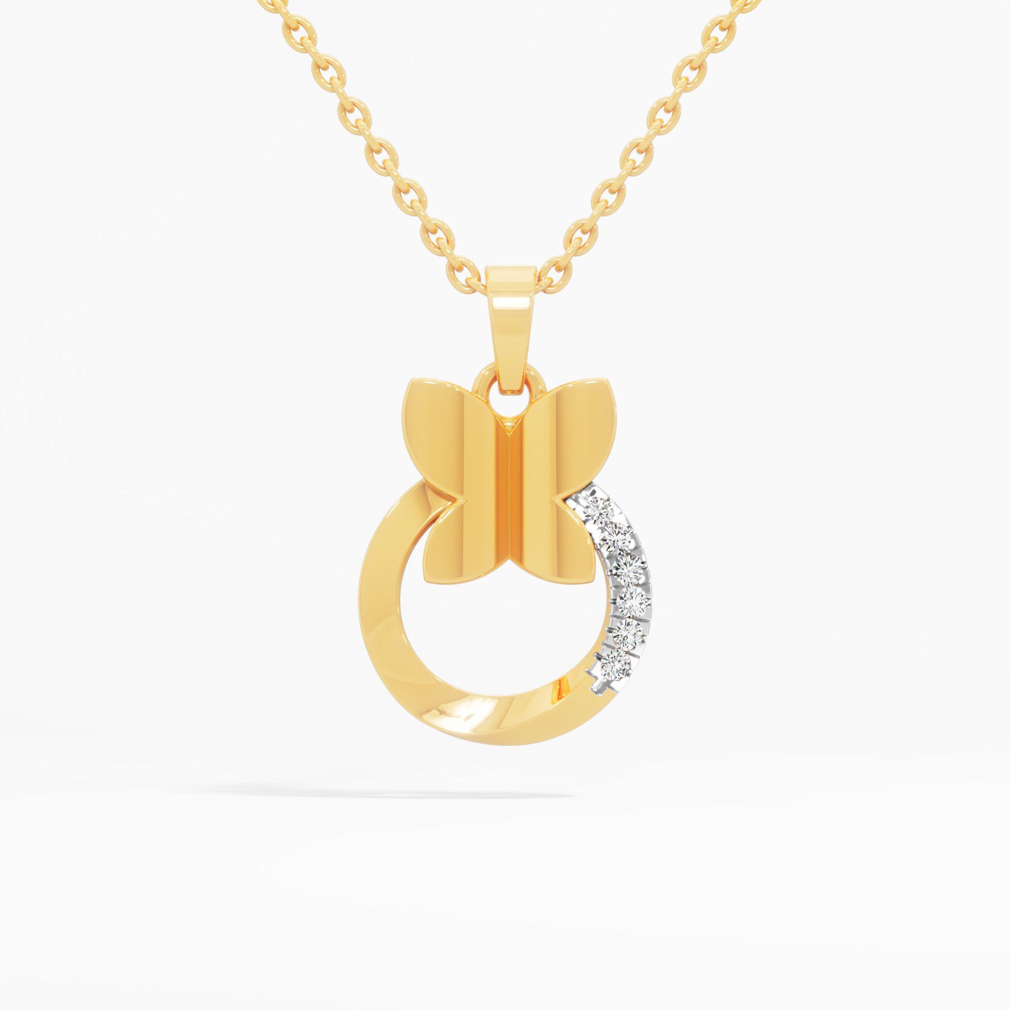 Butterfly Motif Circle Pendant