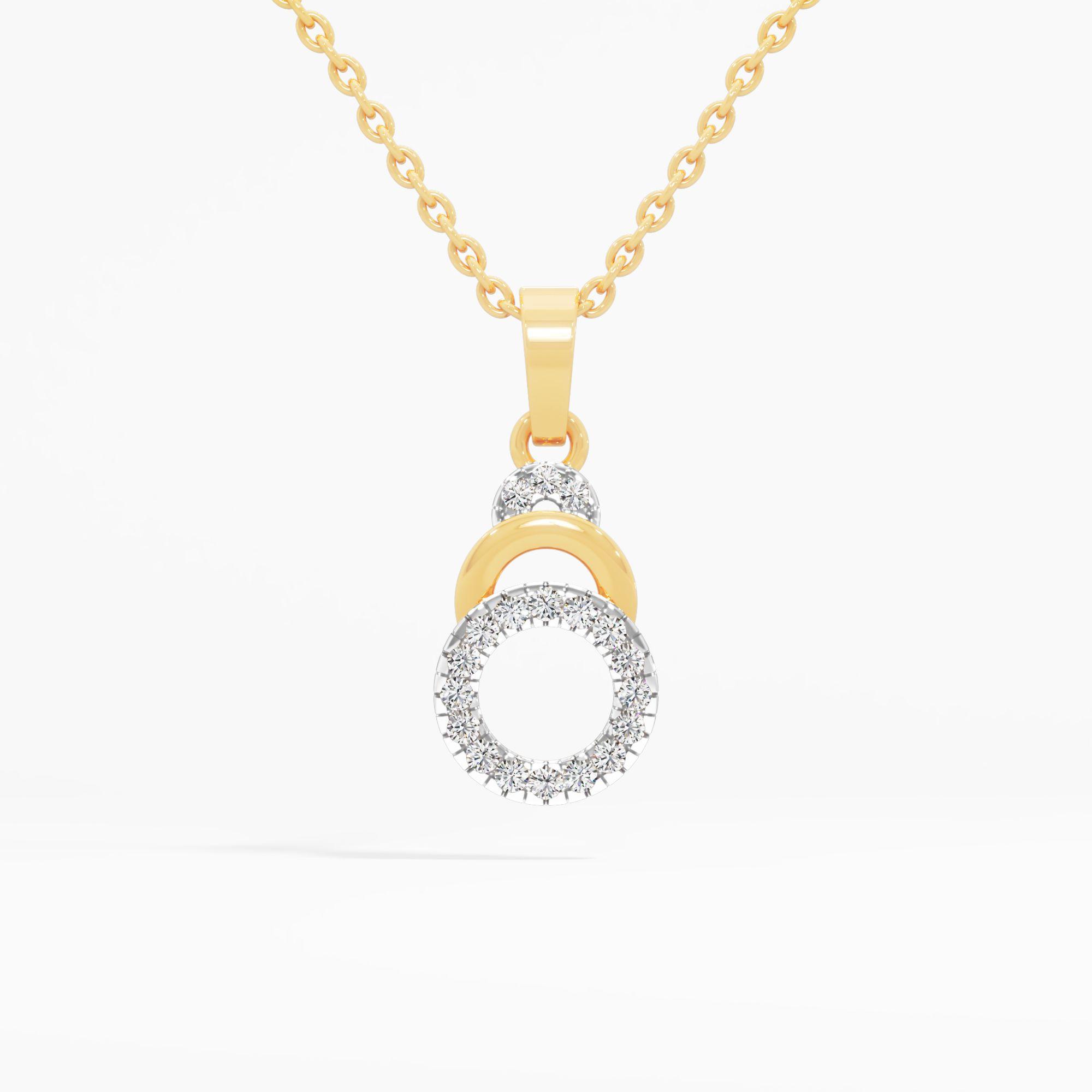 Triple Halo Circle Drop Pendant