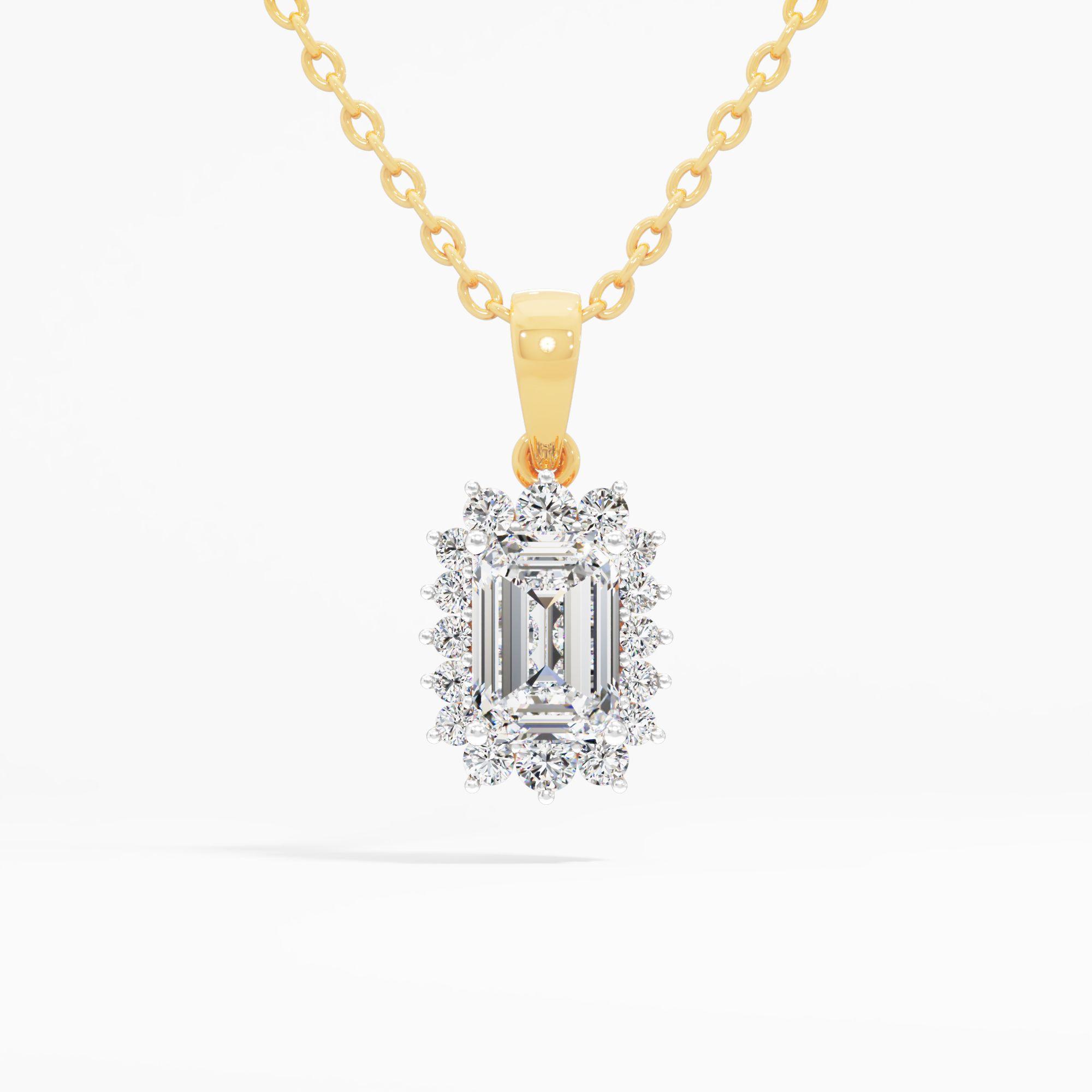 Sunburst Emerald Cut Pendant