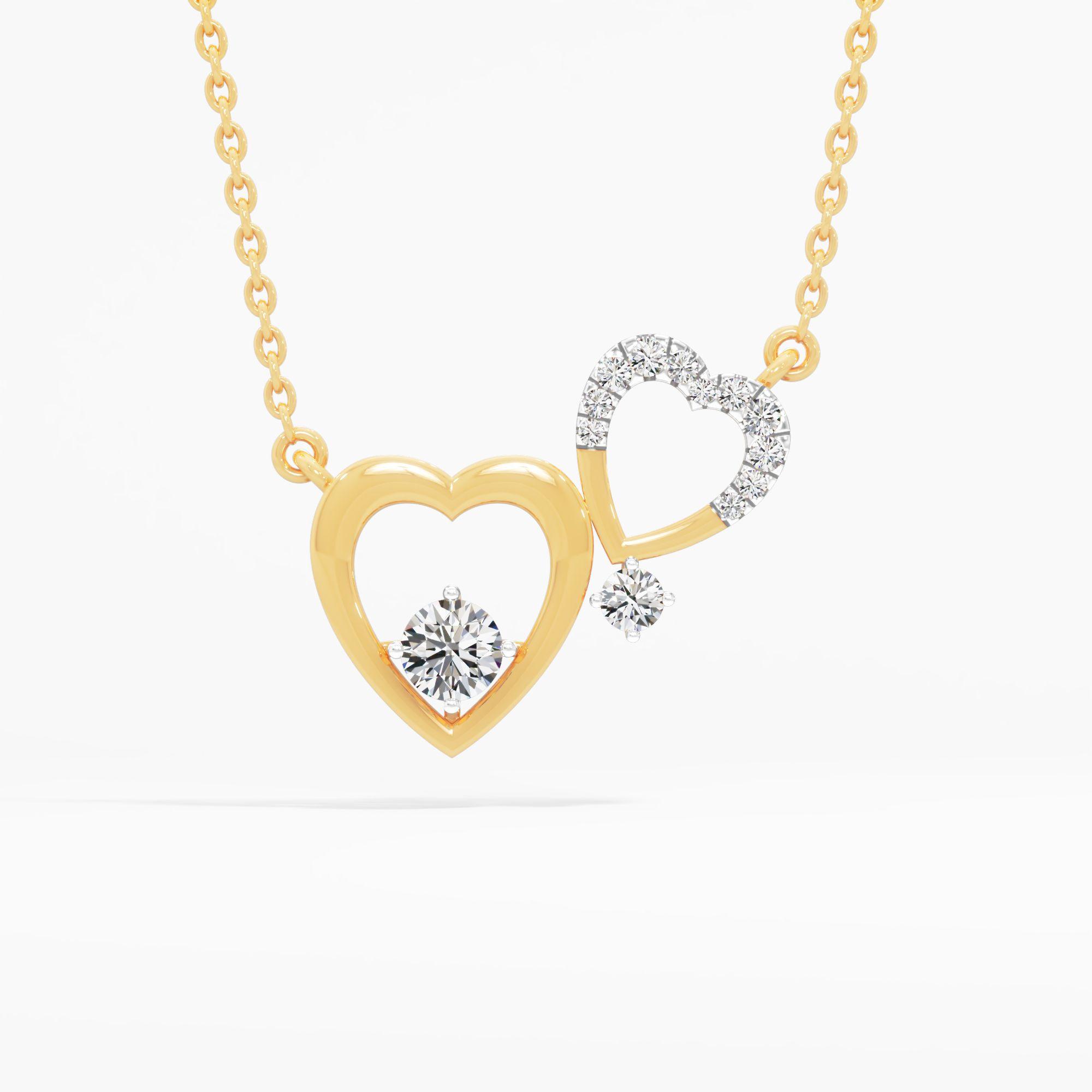 Interlocking Heart Solitaire Pendant