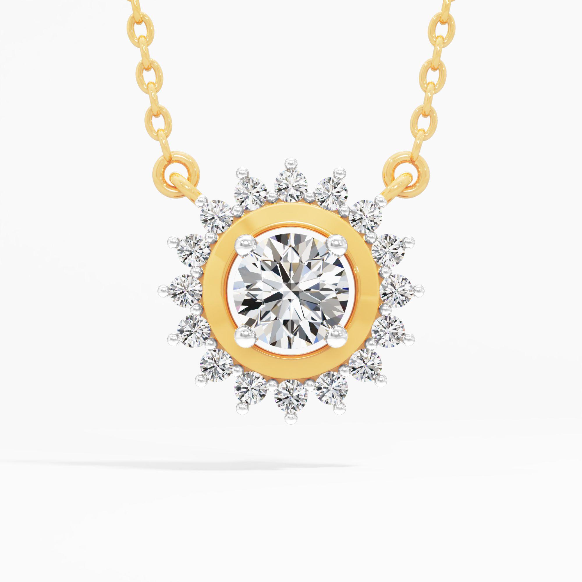 Sunburst Halo Solitaire Pendant