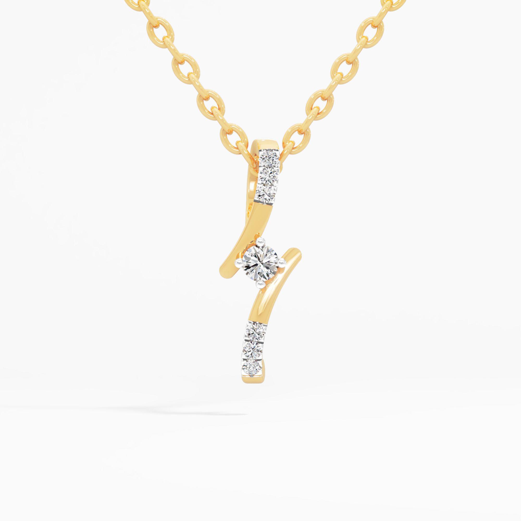 Zigzag Diamond Solitaire Pendant
