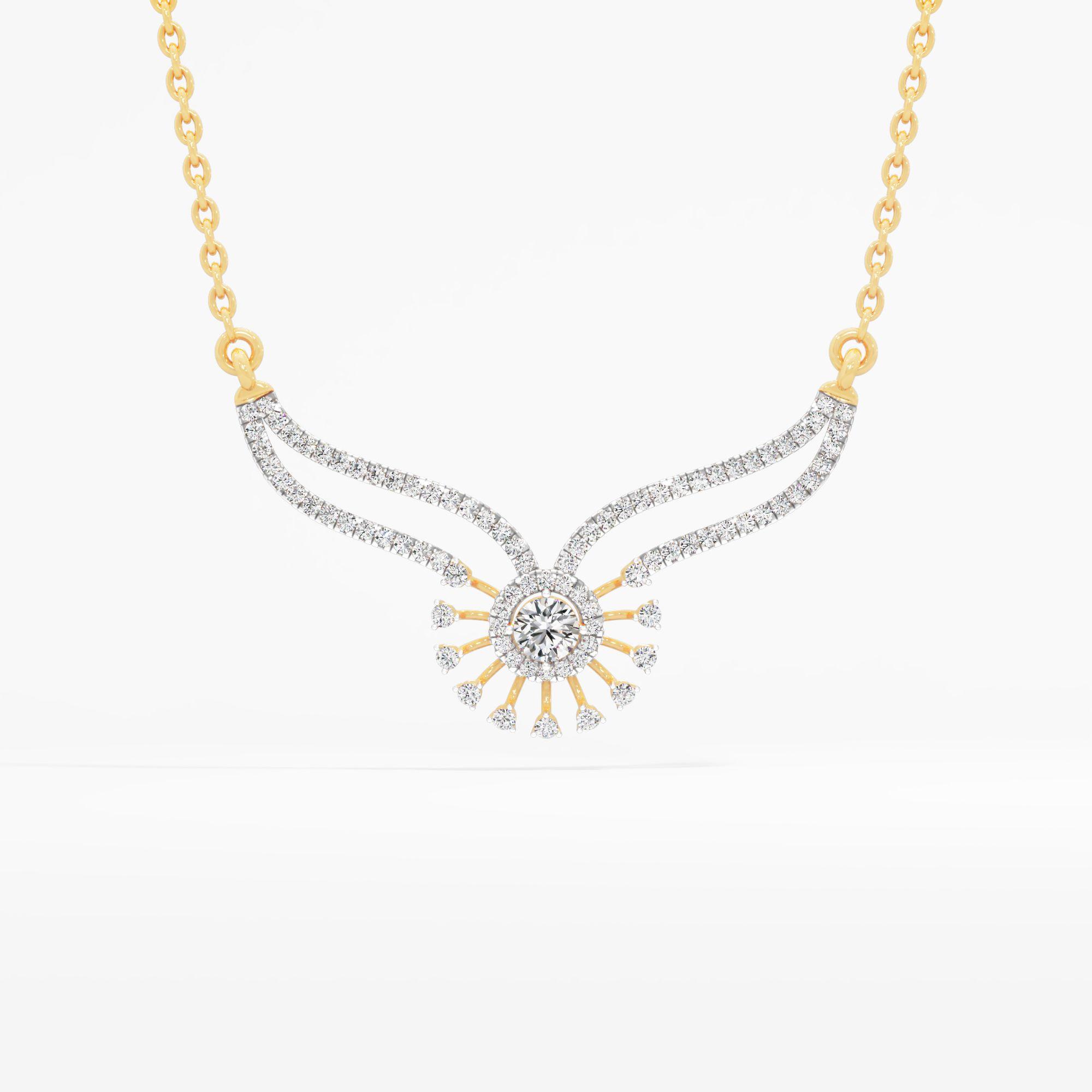 Solitaire Sunburst Curve Pendant