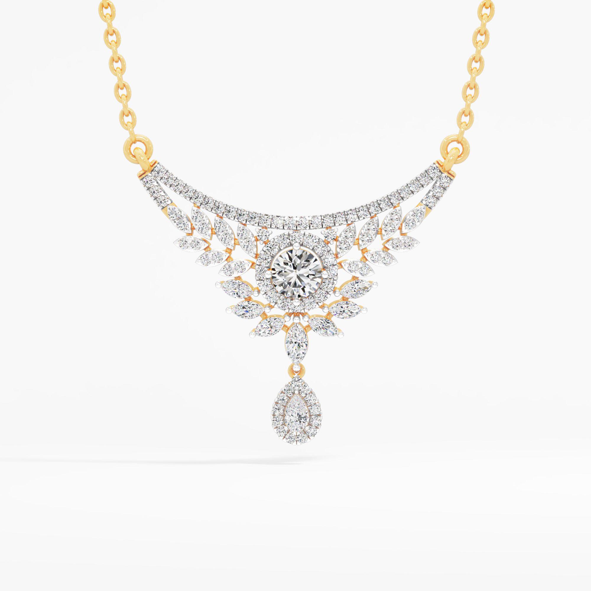 Leaf Bloom Solitaire Pendant