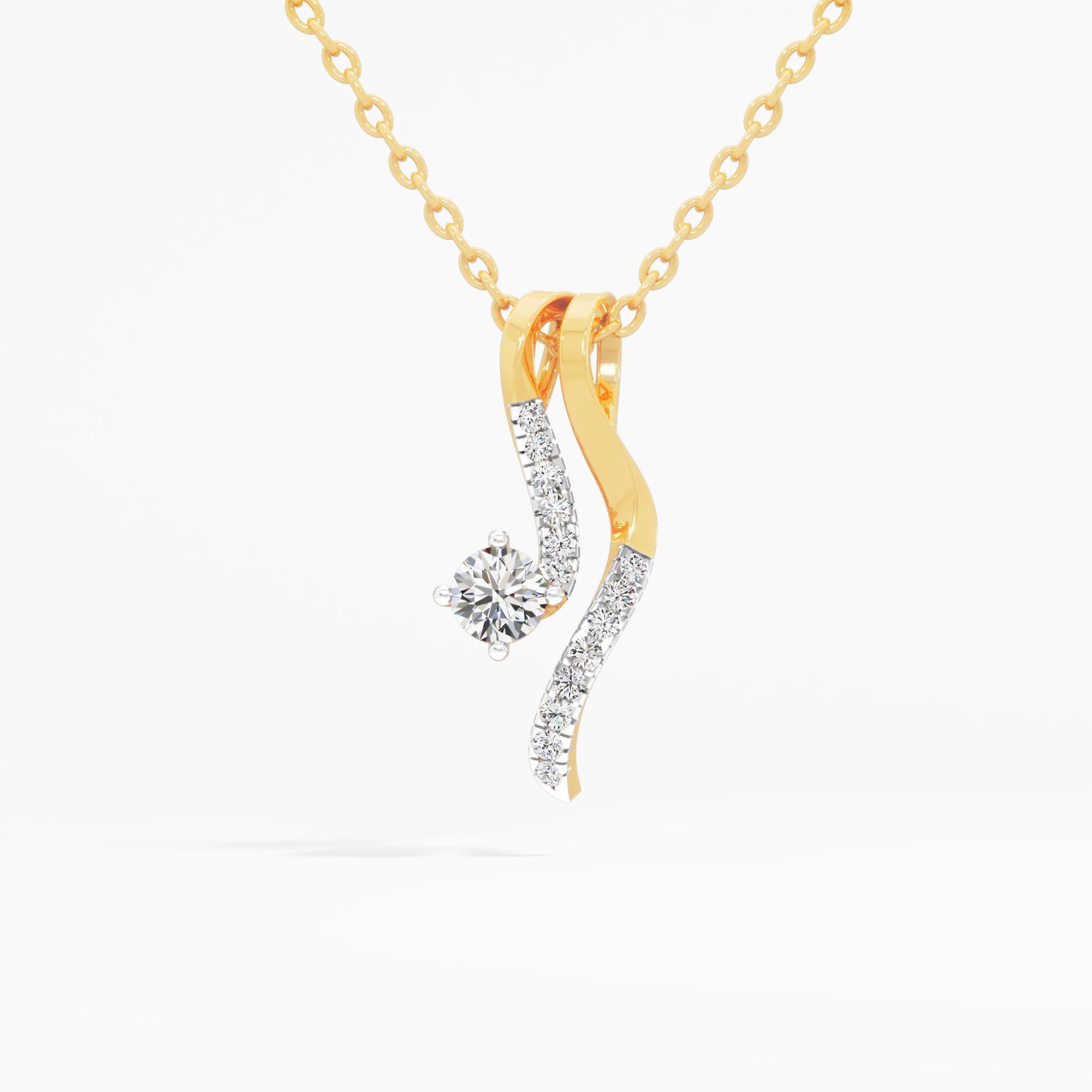 Curved Wave Solitaire Pendant