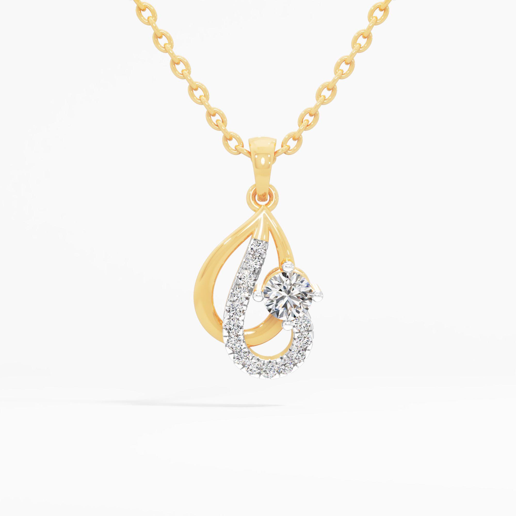 Curved Aura Solitaire Pendant