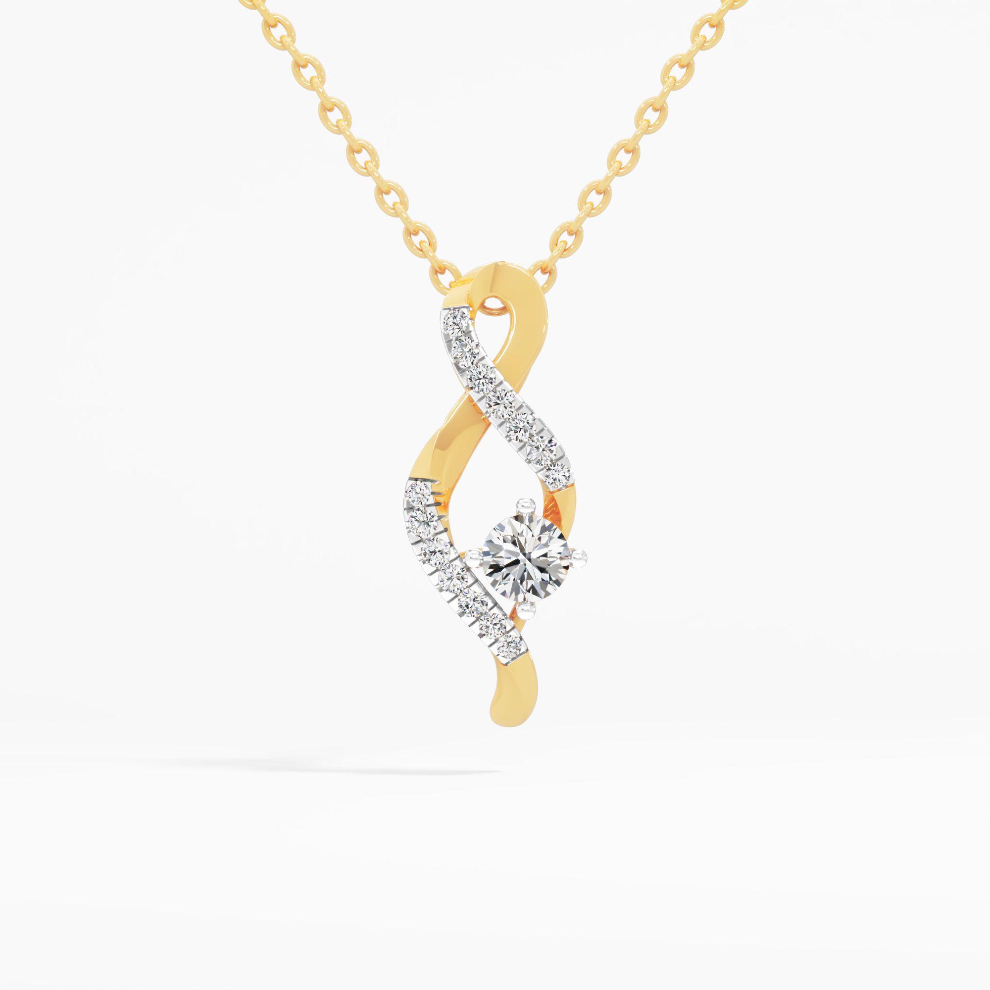 Wavy Ribbon Solitaire Pendant