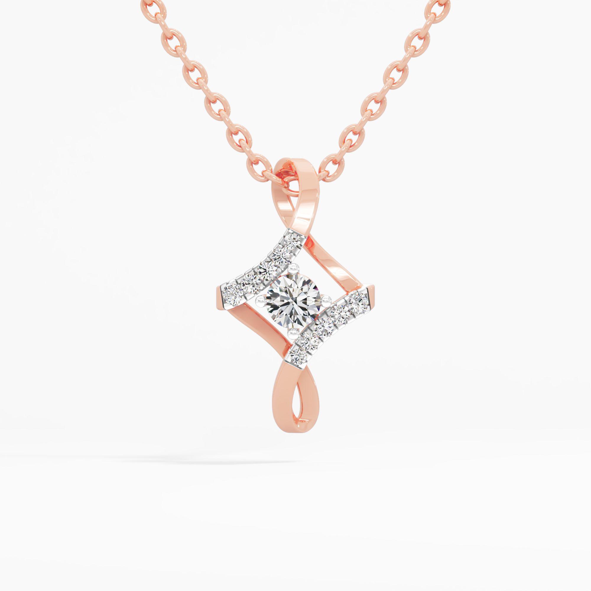 Crossover Solitaire Diamond Pendant