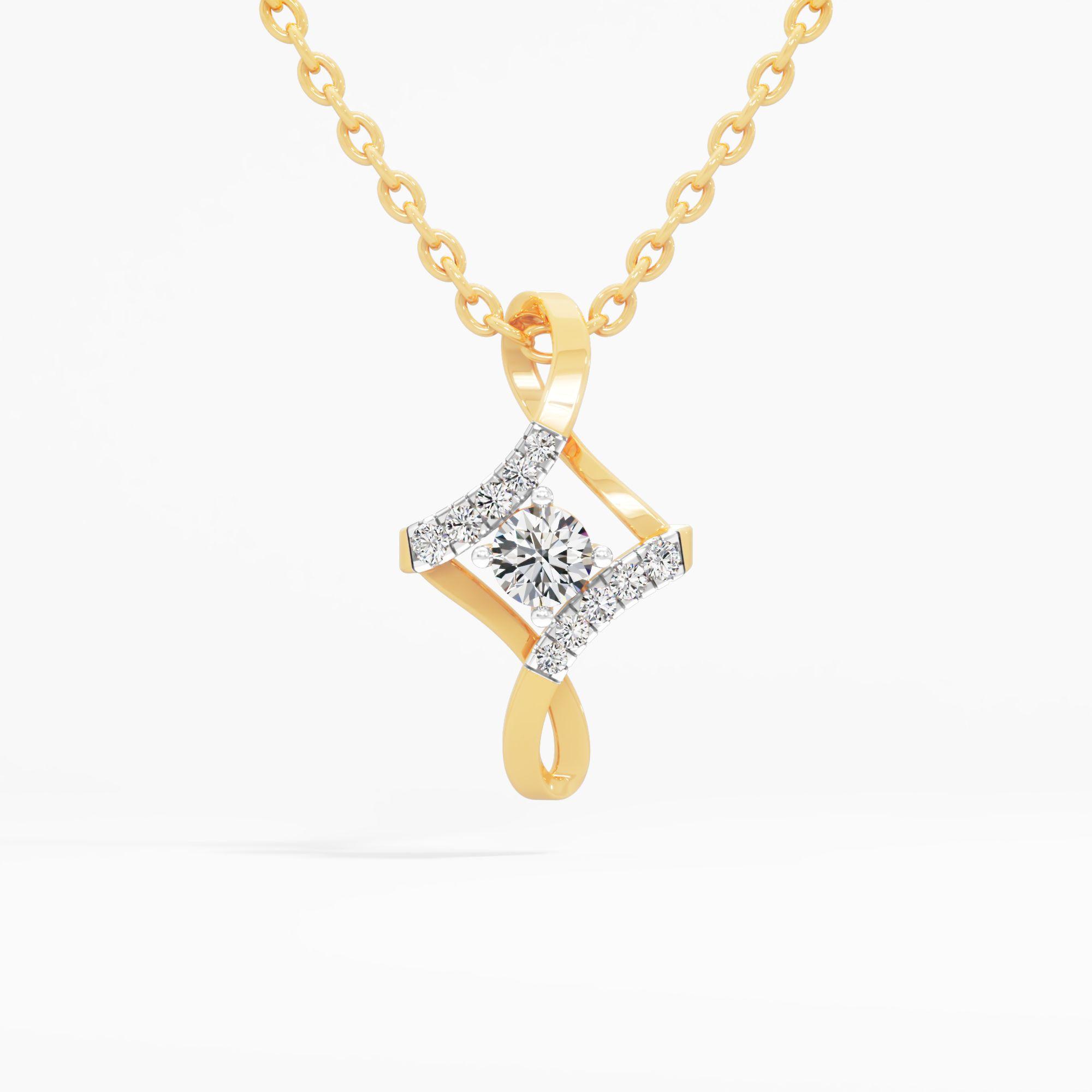 Crossover Solitaire Diamond Pendant